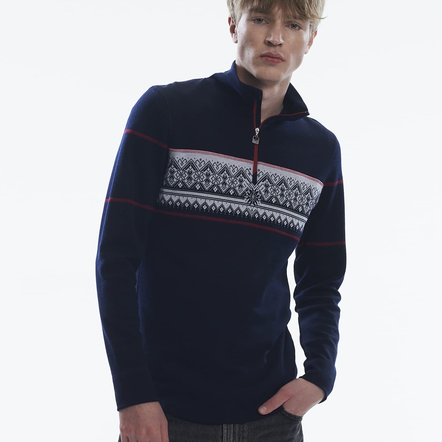 Dale of Norway Moritz Men's 100% Merino Wool Quarter Zip Knit Sweater - Warm Winter Pullover for Outdoor Activities & Casual Wear