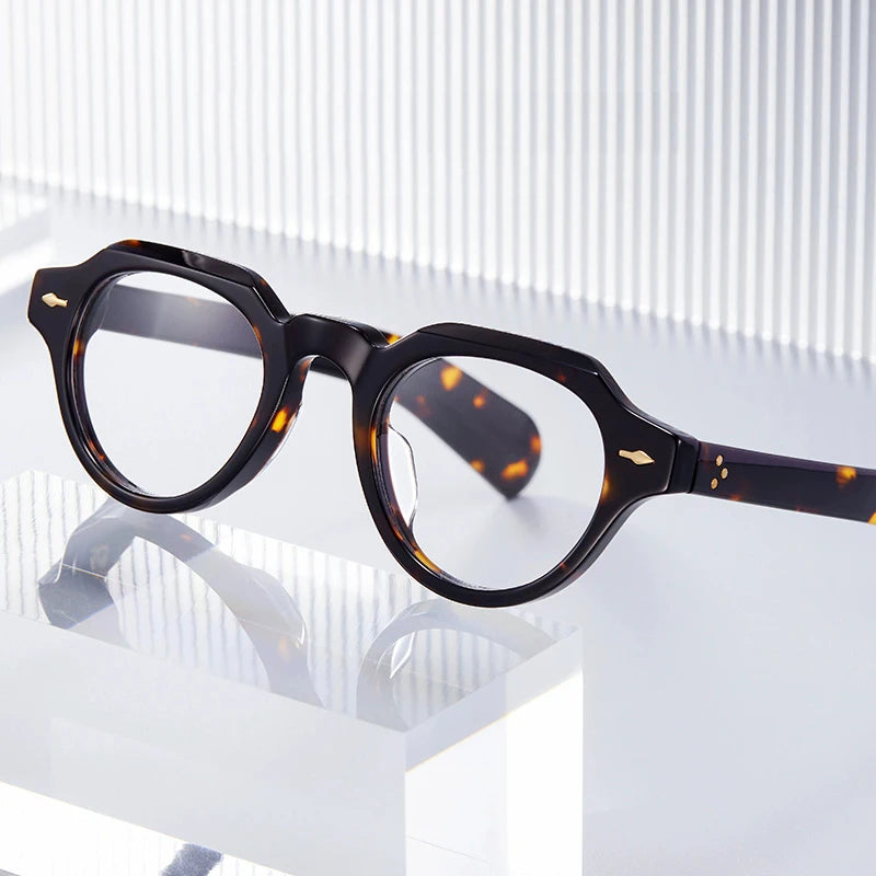 Black Acetate Eyeglasses for Women - Full Rim Flat Top Oval Round Frame (Model 13923) | Perfect for Reading, Work, and Everyday Fashion