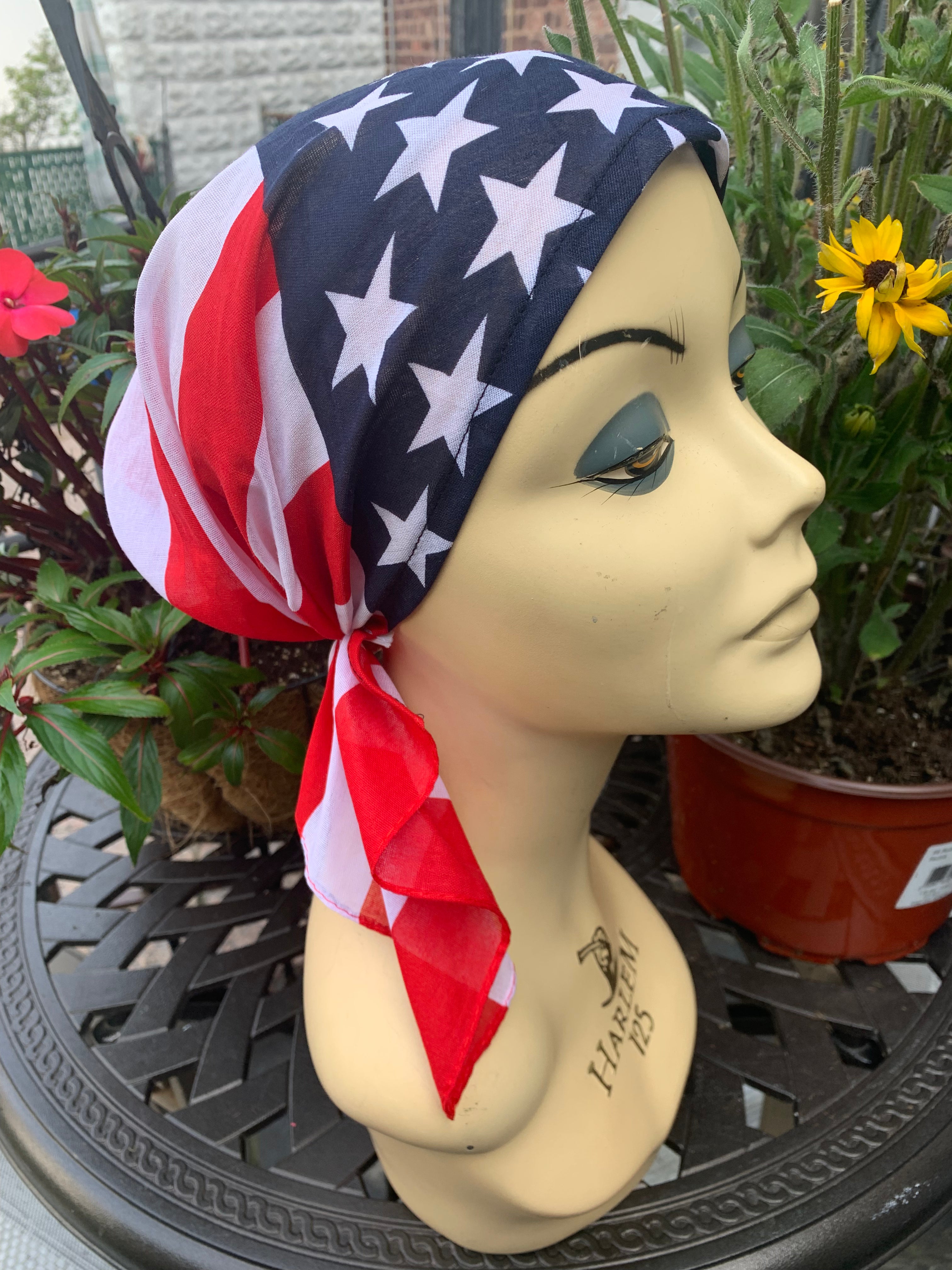 American Flag Bandana - USA Stars and Stripes Patriotic Hair Scarf for Men & Women | Pre-Tied Adjustable Headwear for 4th of July, Sports Events & Outdoor Activities
