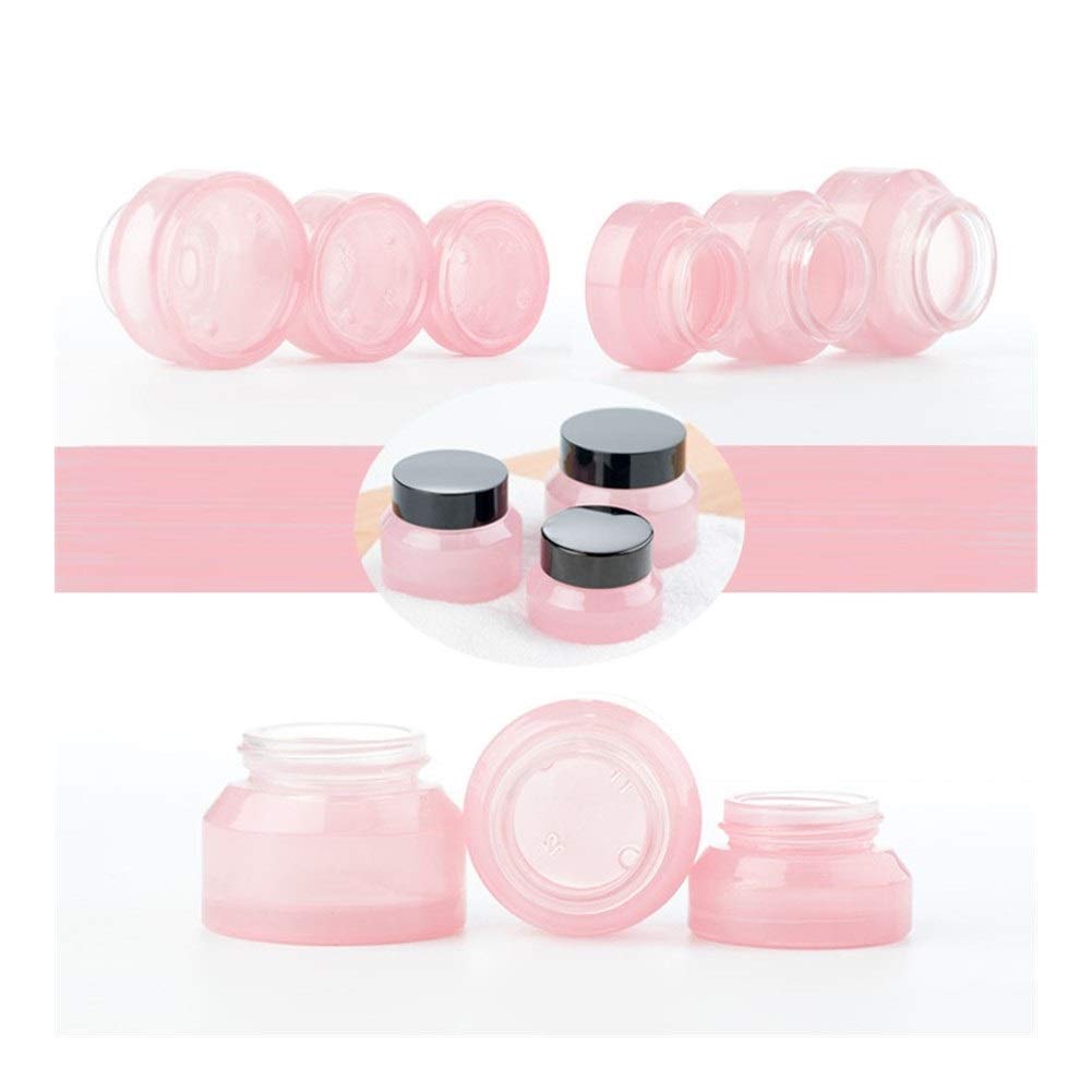 20PCS 15g/30g/50g Empty Pink Glass Cosmetic Bottles - PET Travel Containers for Facial Cream, Lip Balm & Makeup Samples - Reusable Mini Jars for Skincare, DIY Beauty & Travel Essentials (Pink Glass)