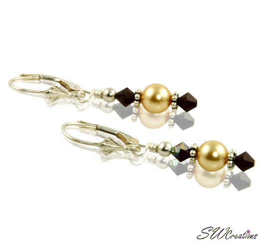 Garnet Gold Pearl Beaded Earrings - Elegant Dangle Earrings for Women | Perfect for Weddings, Parties & Special Occasions