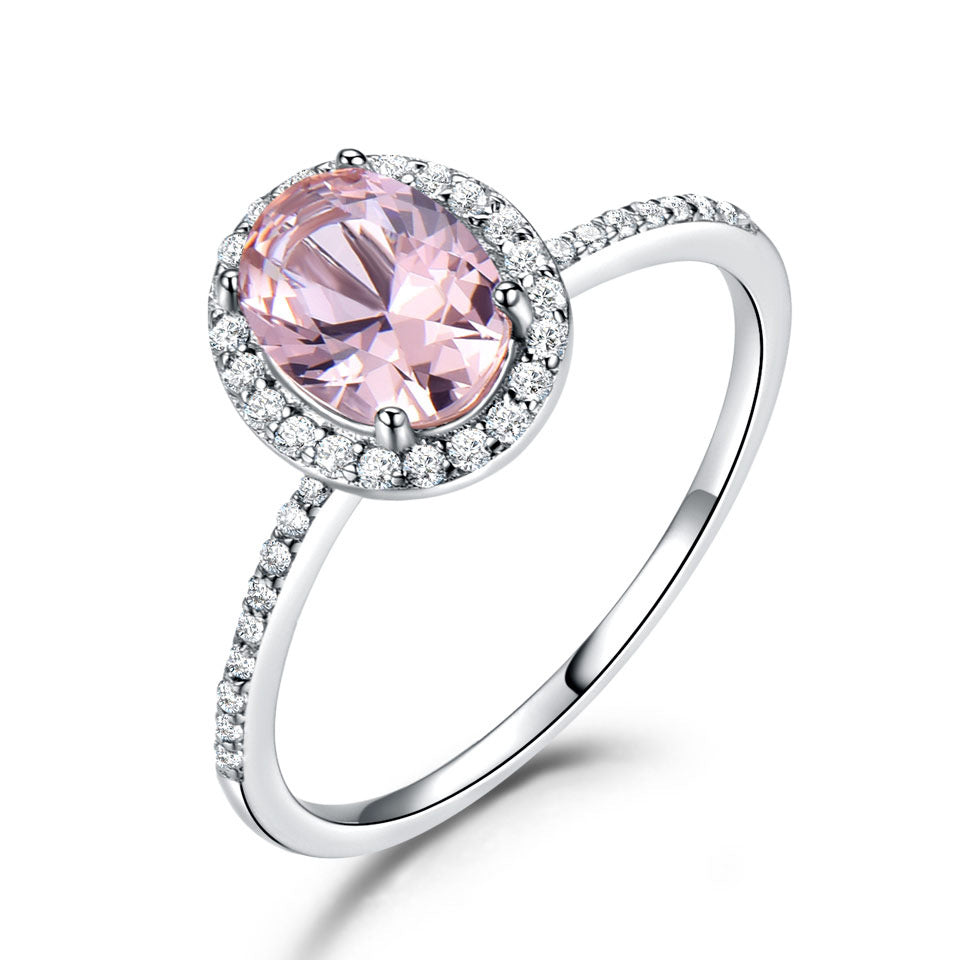 Elegant Oval Morganite Ring for Women - Classic Sterling Silver Jewelry - Perfect for Engagement, Wedding & Anniversary Gifts