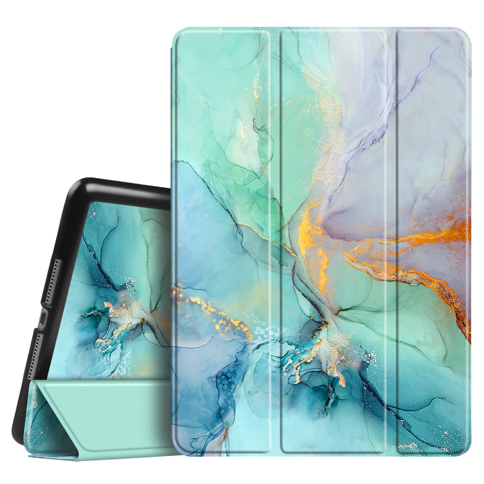 Fintie SlimShell Ultra Lightweight Stand Case for iPad Air 2 9.7 Inch - Protective Cover with Auto Sleep/Wake Feature, Emerald Marble Design | Perfect for Work, Study, and Travel