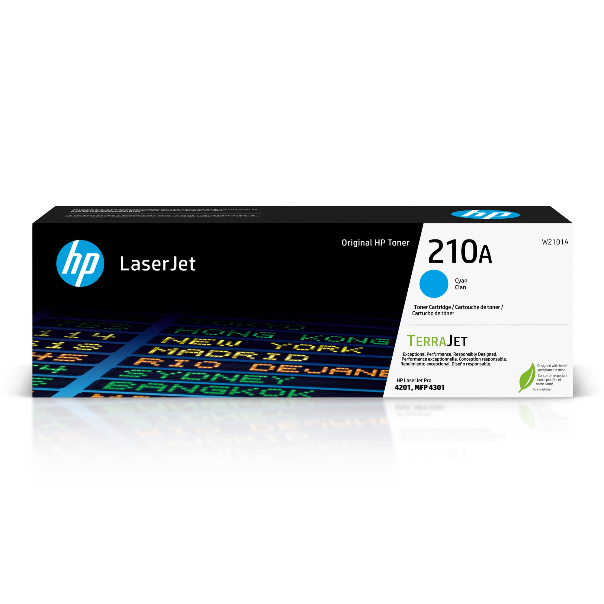 HP 210A Cyan Toner Cartridge - Compatible with HP Color LaserJet Pro 4201 & MFP 4301 Series (W2101A) | High-Yield Printing for Office & Home Use
