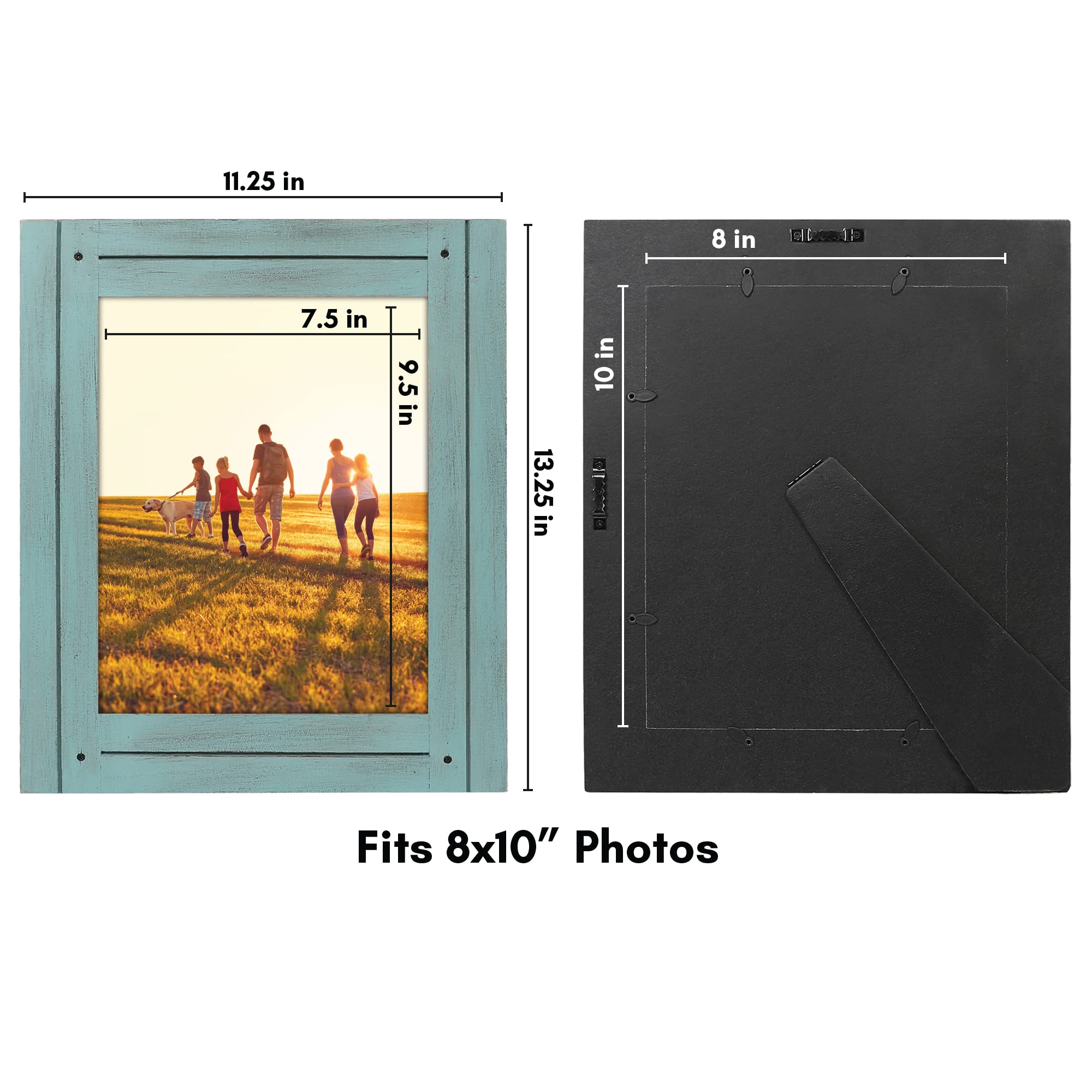 Americanflat 8x10 Picture Frame - Distressed Wood, Turquoise Blue - Perfect for Tabletop & Wall Display