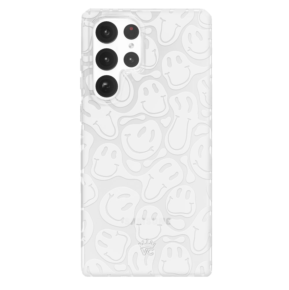 Frosted Clear Smiley Face Phone Case for Samsung Galaxy - Protective & Stylish Cover for Everyday Use