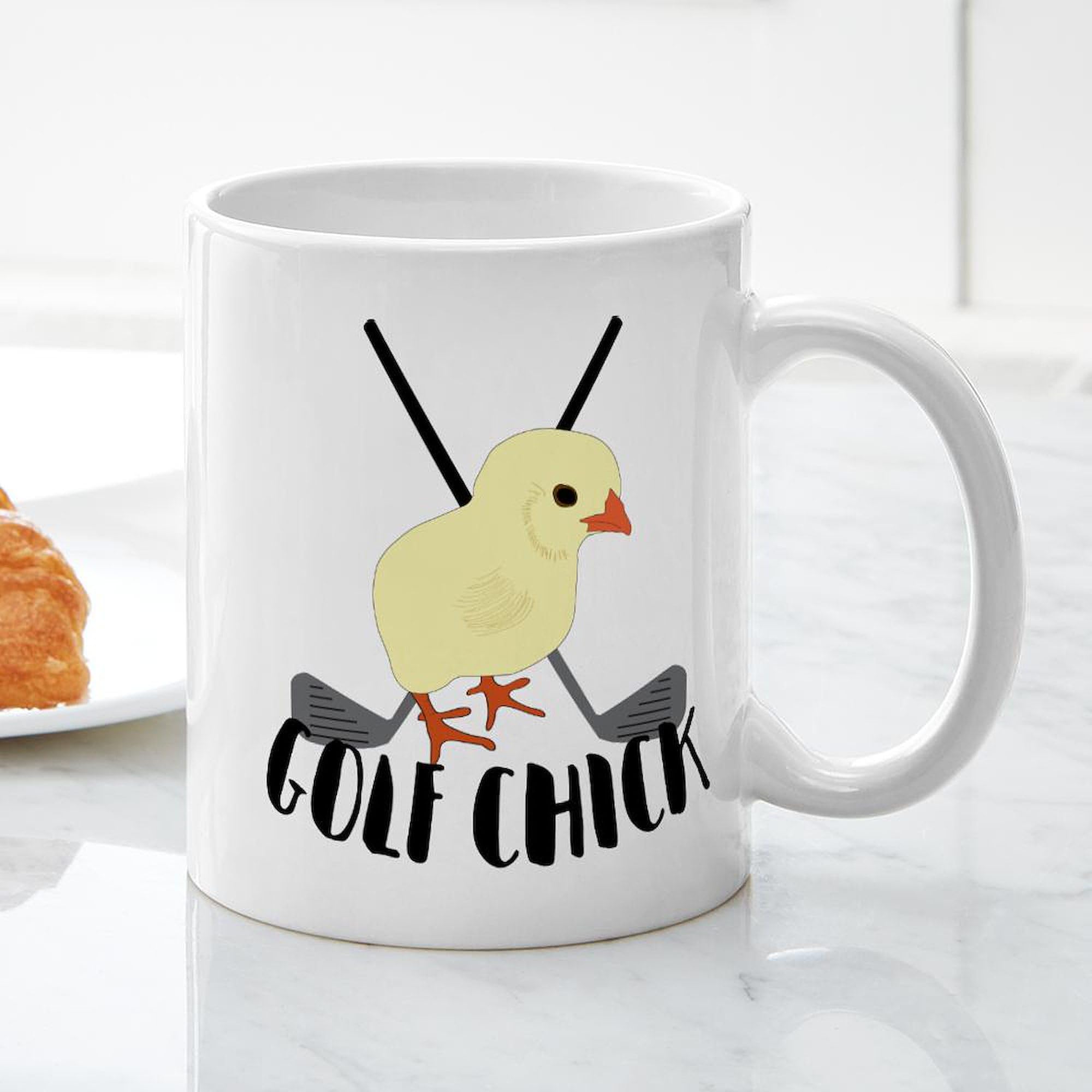 Golf Chick 11 oz Ceramic Coffee Mug - 325 ml White Tea Cup with Handle - Perfect for Golf Lovers, Office Use & Gift Giving