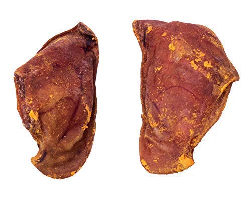 Premium Pig Ears Dog Chews - Natural Bacon & Cheddar Cheese Flavor | 100% Real Cheddar | 100 Count | Long-Lasting Dental Treats for Medium & Large Dogs | Perfect for Training Rewards & Anxiety Relief