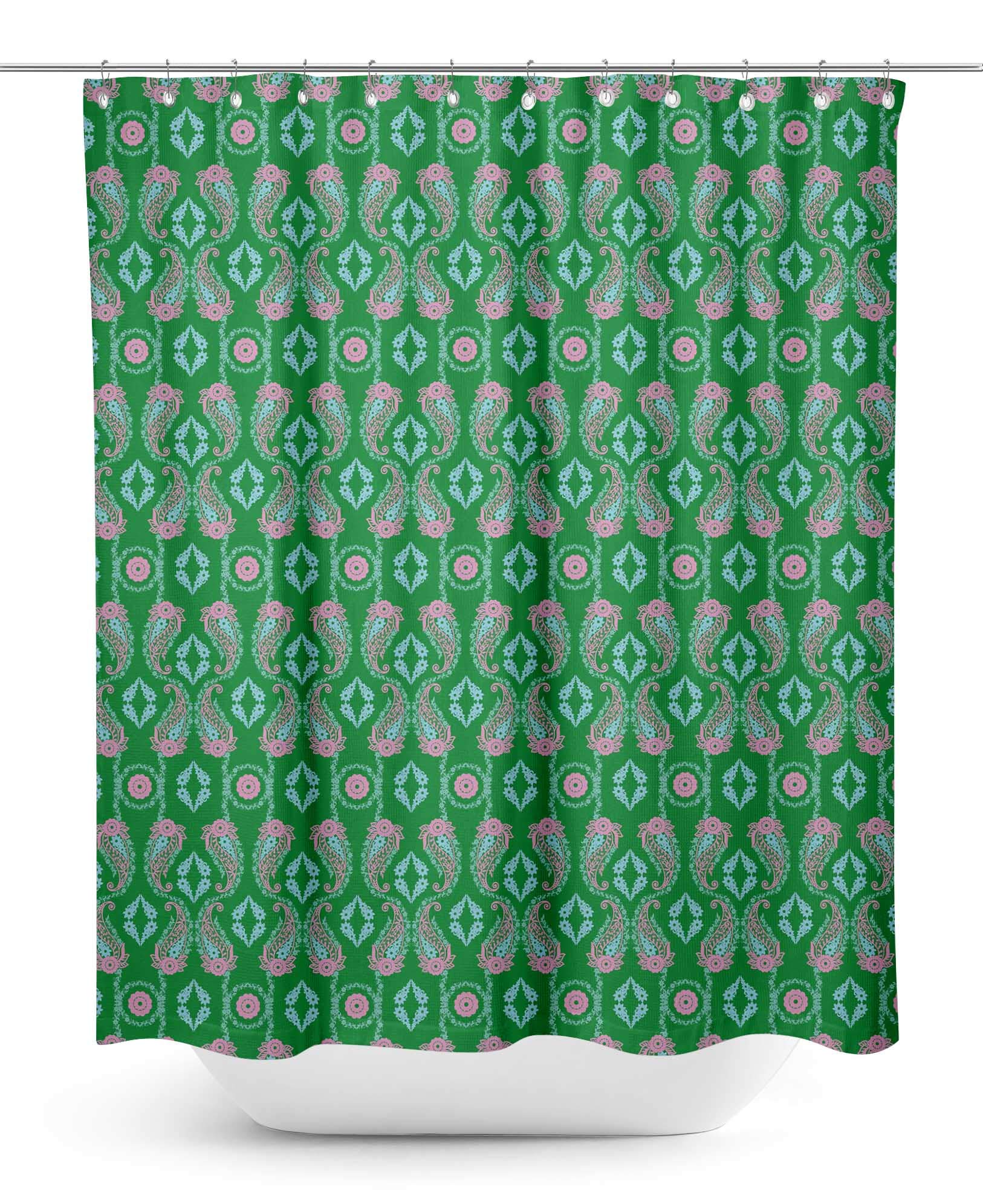 Stylish Green Paisley Floral Waterproof Shower Curtain - 60x75 Inch Bathroom Decor for Modern Homes | Perfect for Bathroom, Guest Bath & Dorm Decor
