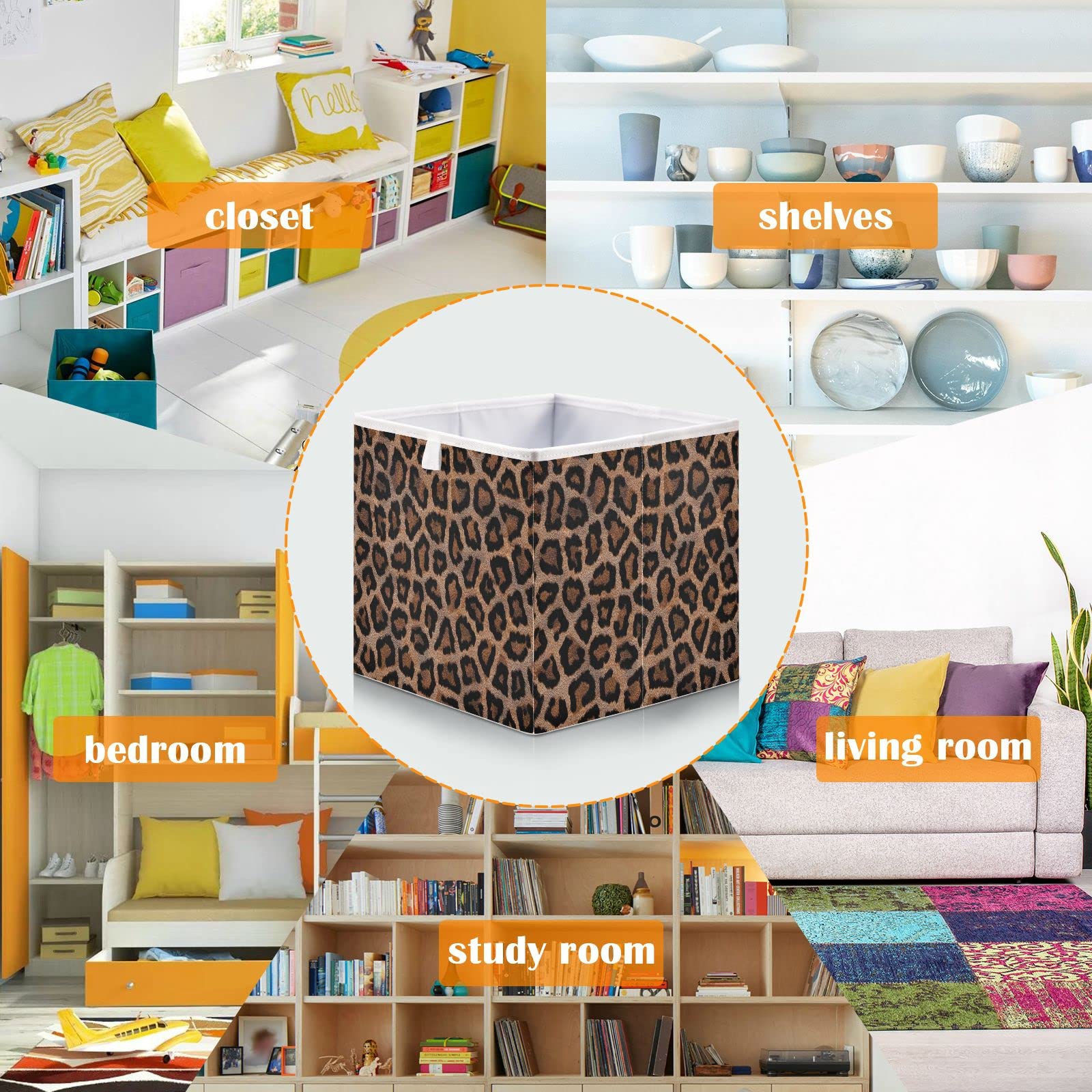 Leopards Collapsible Storage Bin - Rectangular Toy Organizer Box for Kids Playroom | Foldable Storage Basket for Children's Toys, Books & Playroom Organization