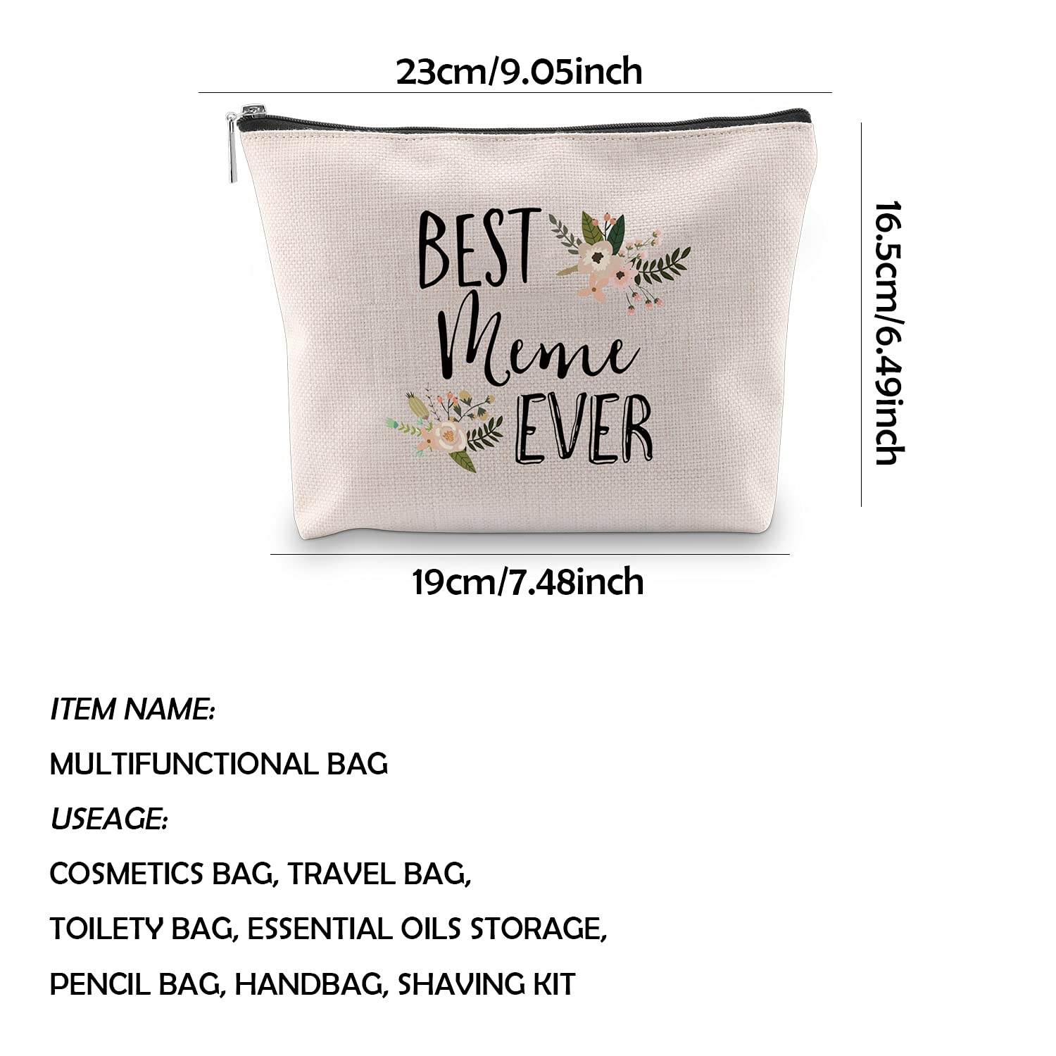 Funny Meme Makeup Bag - Best Gift for Grandma, Waterproof Travel Toiletry Pouch with Zipper - Perfect for Cosmetics, Travel Essentials & Meme Lovers