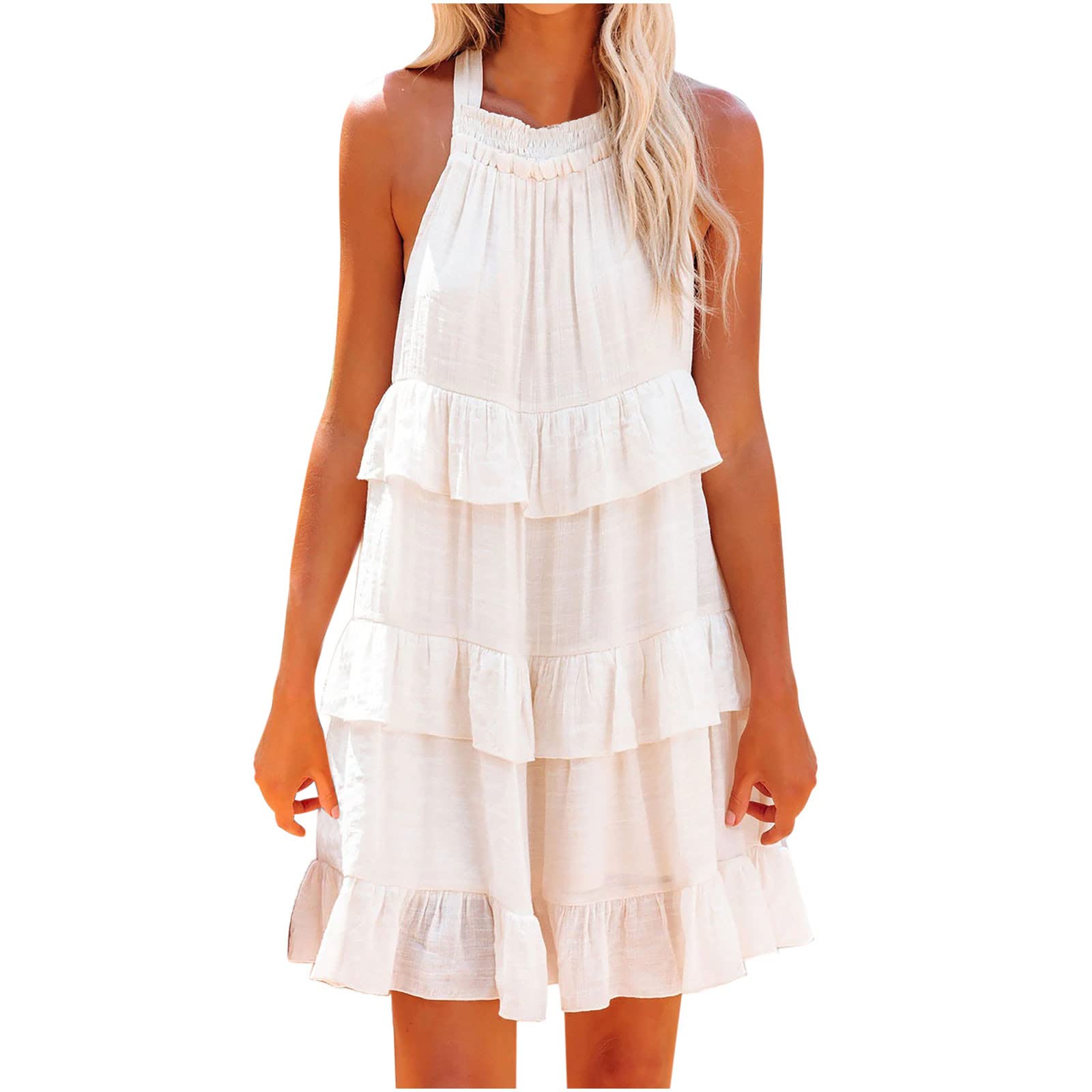 Women's Summer Dresses 2022 - Casual Sleeveless Bandage Mini Dress, Floral Printed Vest Camisole for Graduation & Formal Occasions | Beach Party, Date Night, Office Wear