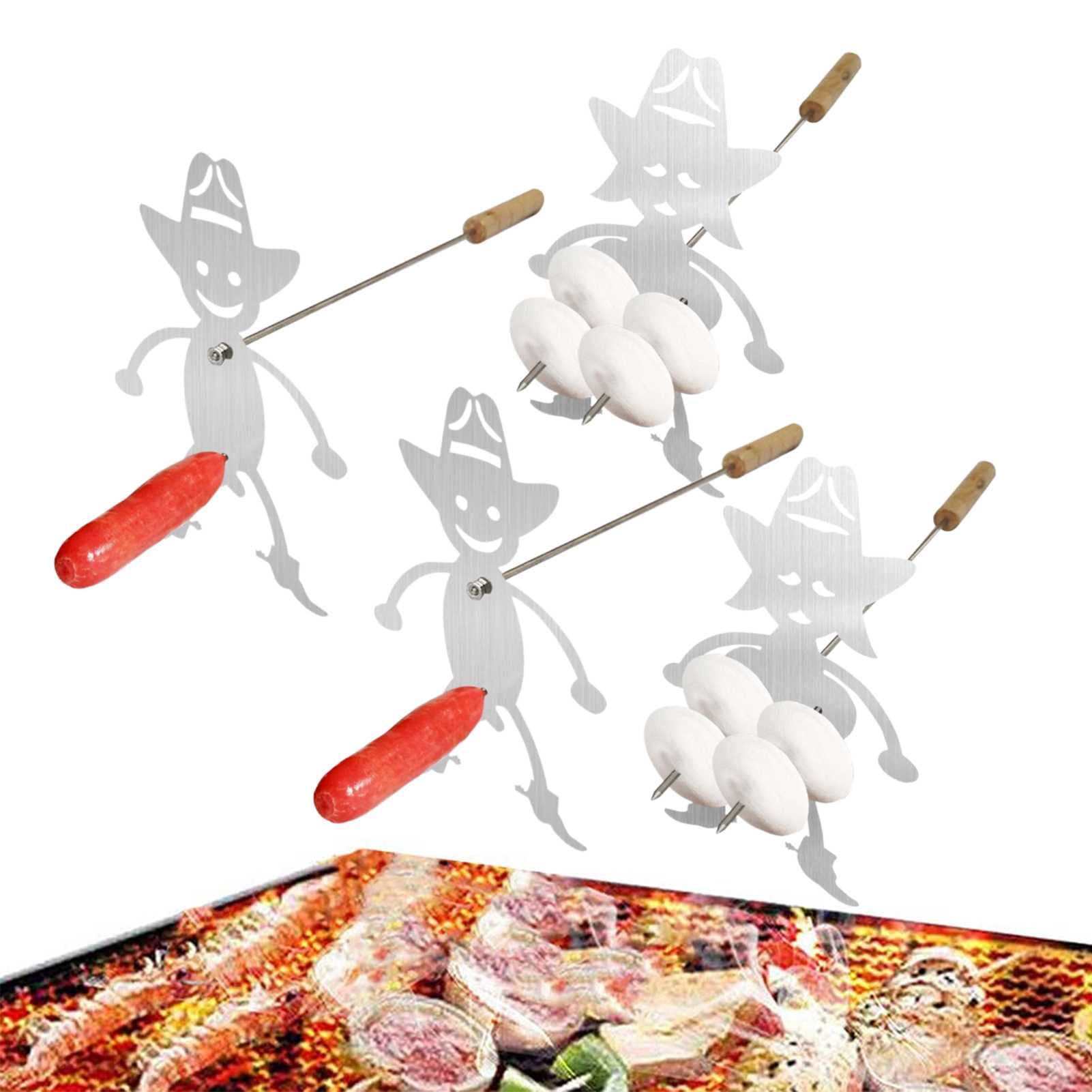 Premium Stainless Steel Hot Dog & Marshmallow Roaster Sticks - 2 Pack Campfire BBQ Forks for Grilling, Camping, Picnics & Family Gatherings - Durable Screw-Retained Design for Perfect Outdoor Cooking Accessories