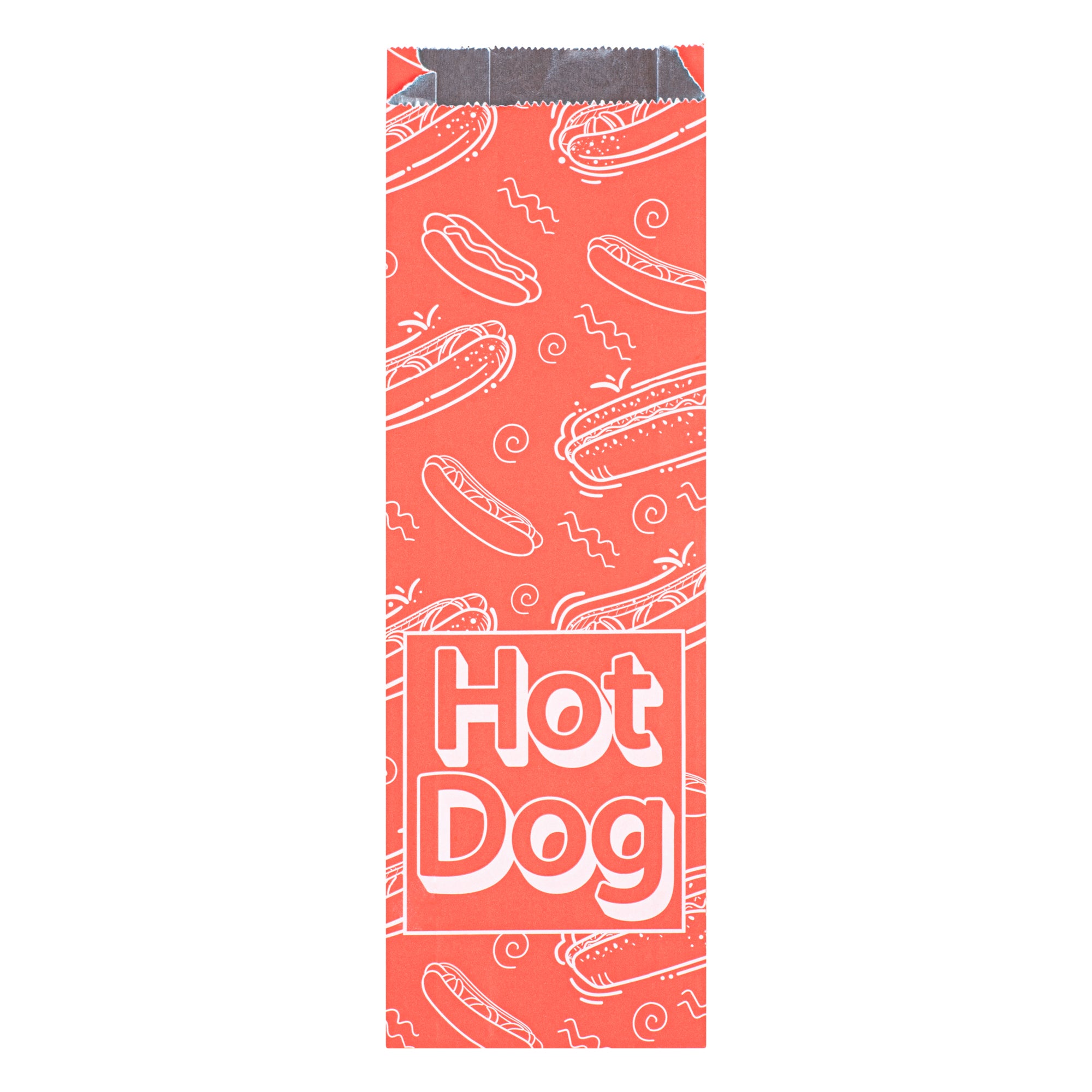 Premium Red Printed Hot Dog Foil Bags - 3.75
