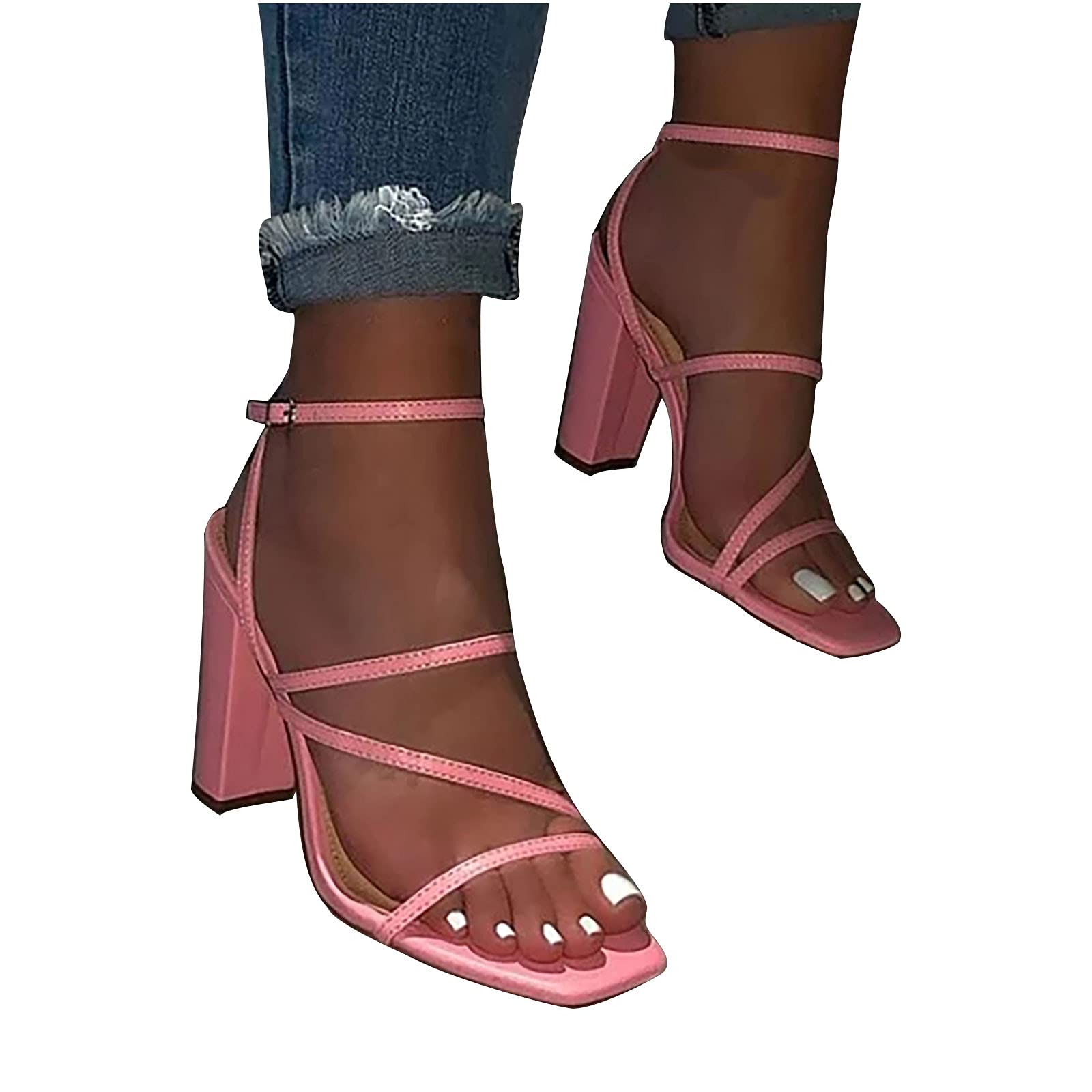 Women's High Heel Sandals - Cross Strap Open Toe Block Heel Wedge Shoes for Summer Beach, Party & Dress Occasions | Comfortable Casual Sandals for Women
