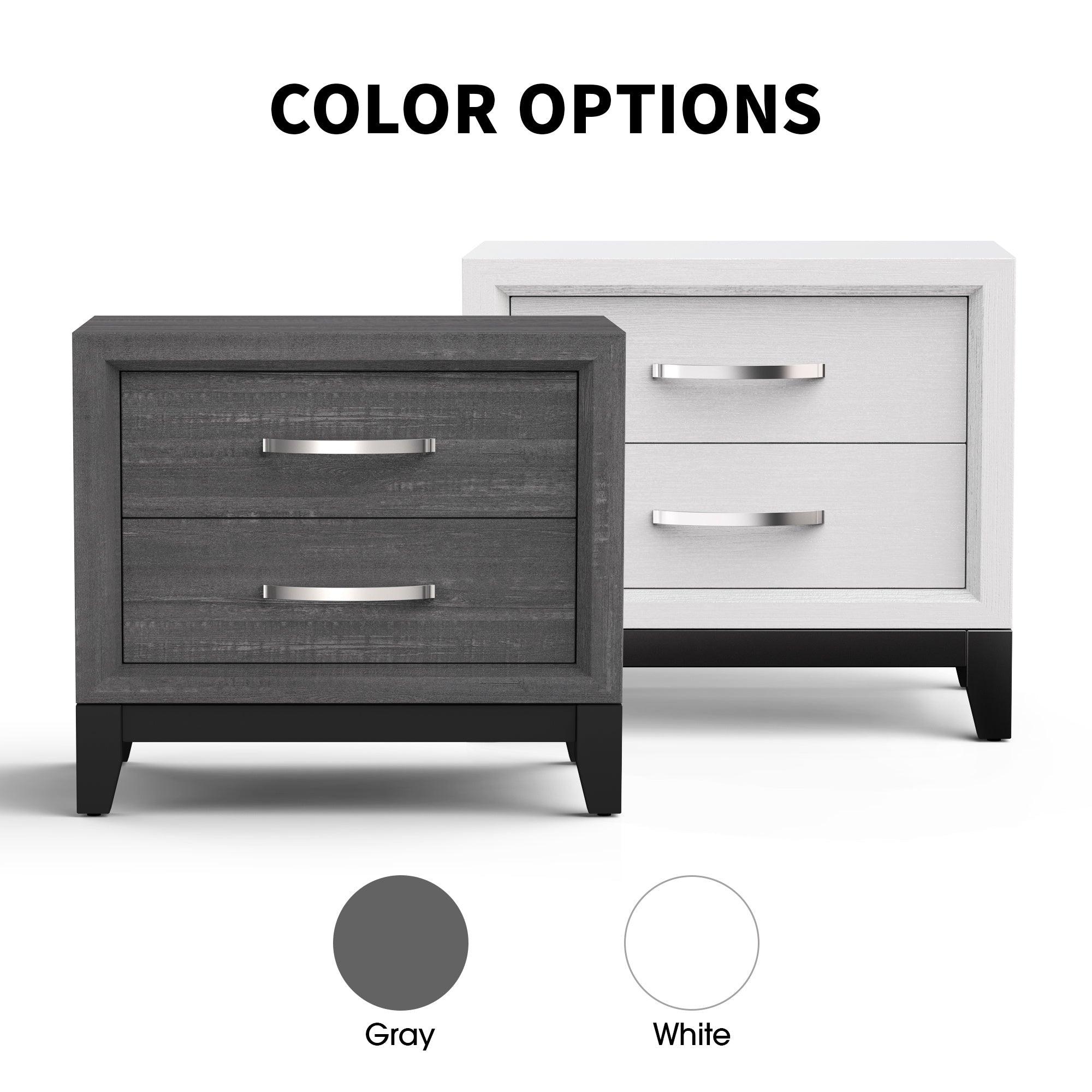 Lucien Modern Wood Nightstand with 2 Drawers - Solid Wood Bedside Table for Bedroom, Living Room & Office - Stylish Storage Furniture with Smooth Gliding Drawers