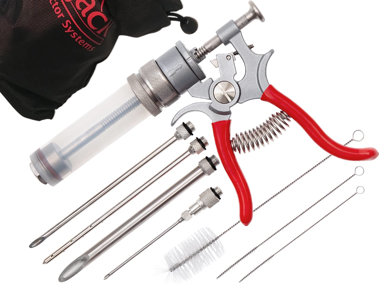 Premium Magnum Meat Injector Gun with 4 Stainless Steel Needles - BBQ Marinade Injector for Smoked Meats, Pork Butt, Beef Brisket & Turkey - Professional Food Flavor Injection Syringe - Made in USA - Perfect for Grilling, Smoking & Home Cooking