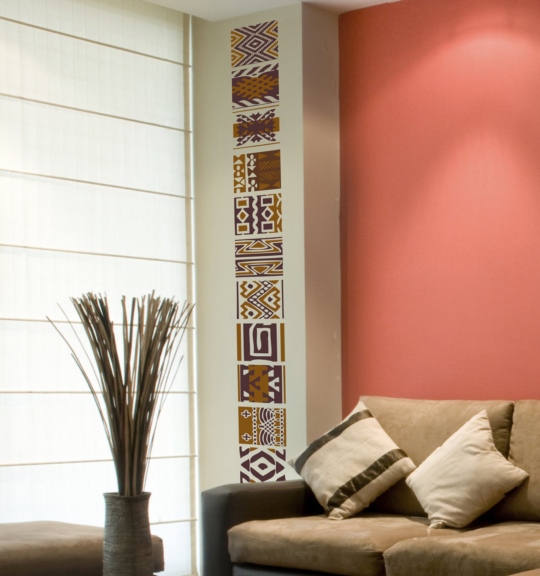 Brewster Home Fashions CR-58104 Crearreda Tribal Wall Stickers - Self-Adhesive Home Decor Decals for Living Room, Bedroom, Nursery & Office