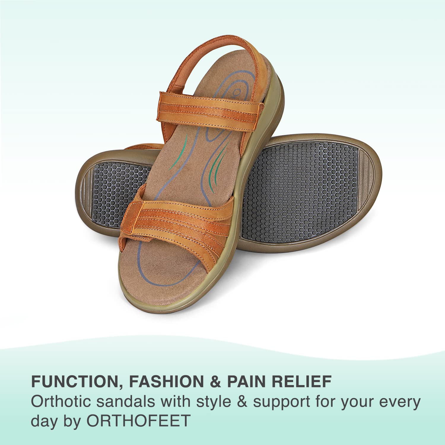 Orthofeet Women's Orthopedic Leather Adjustable Paloma Sandals for Plantar Fasciitis & Foot Pain Relief - Comfortable Walking Shoes for Women with Arch Support - Perfect for Travel, Work & Everyday Wear
