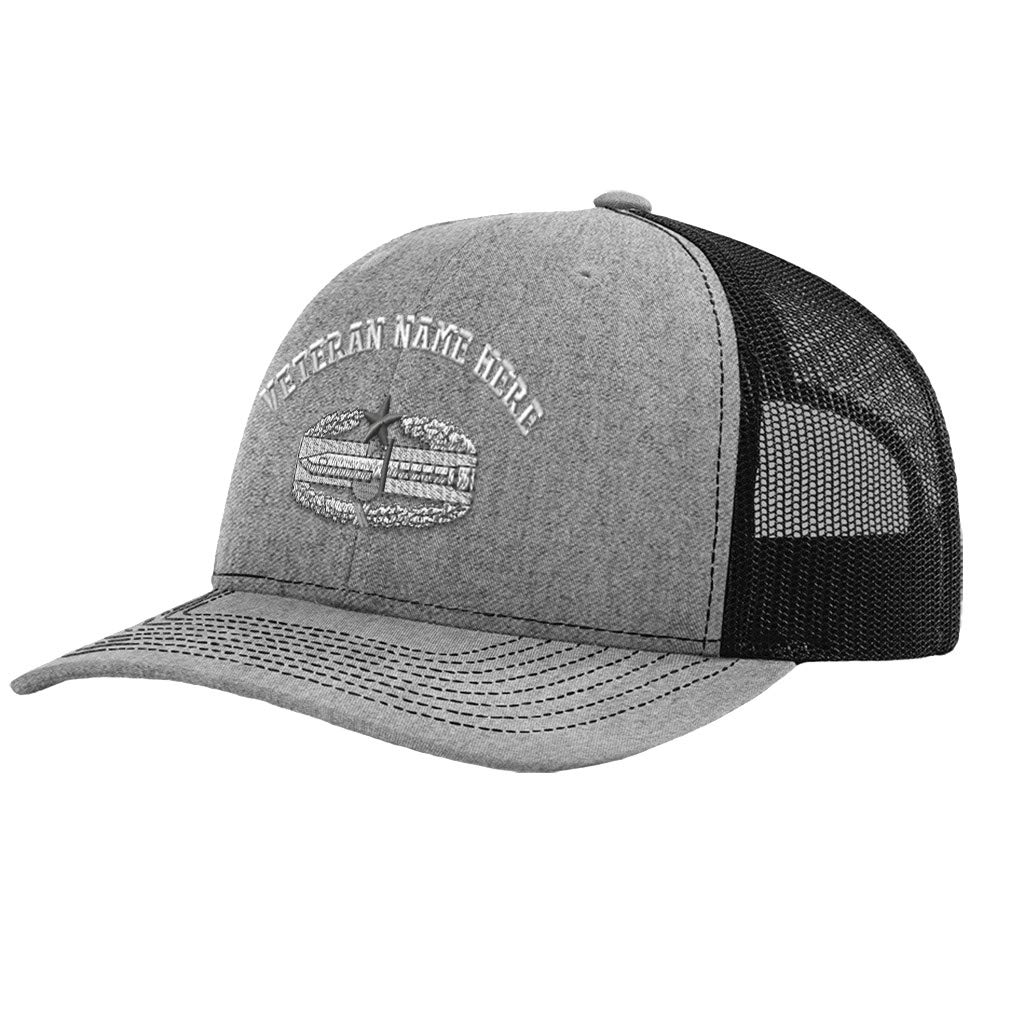 Custom Richardson Trucker Hat with Combat Action Badge & 2nd Award Embroidery - Military Veteran Cap for Outdoor Activities, Hunting & Casual Wear