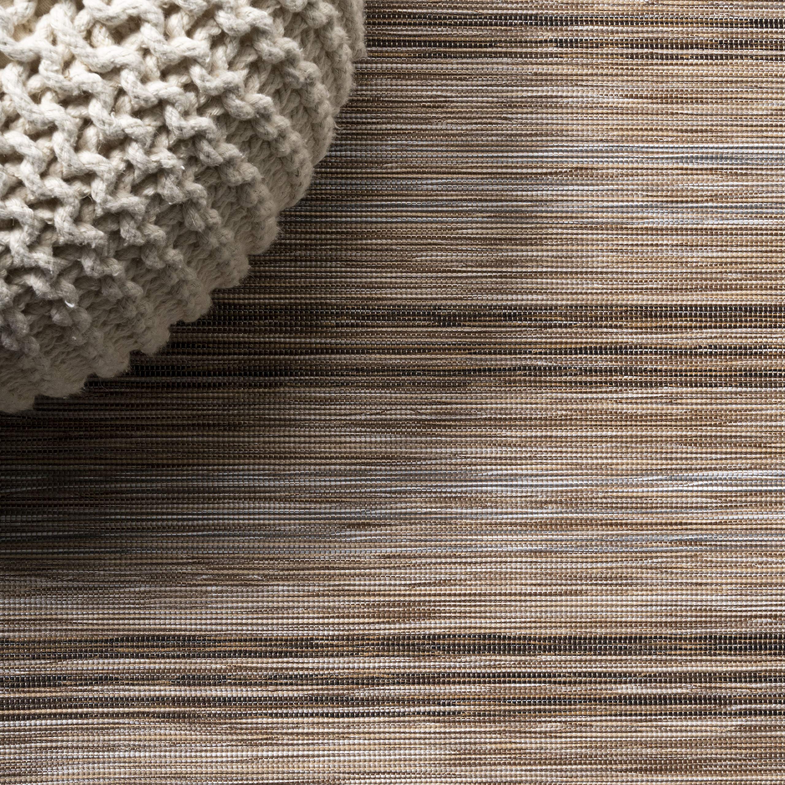 JONATHAN Y TSN101A-6R Modern Farmhouse Wide Stripe Area Rug - 6' Round Indoor/Outdoor Rug in Brown/Natural | Non-Shedding, Easy to Clean | Perfect for Bedroom, Kitchen, Backyard & Patio Decor