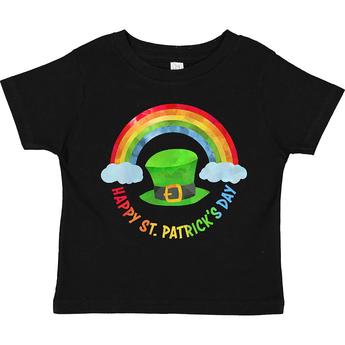 Inktastic Happy St. Patrick's Day Rainbow & Leprechaun Hat Toddler T-Shirt - Cute Irish Holiday Outfit for Babies & Toddlers - Perfect for St. Patrick's Day Parties & Family Photos