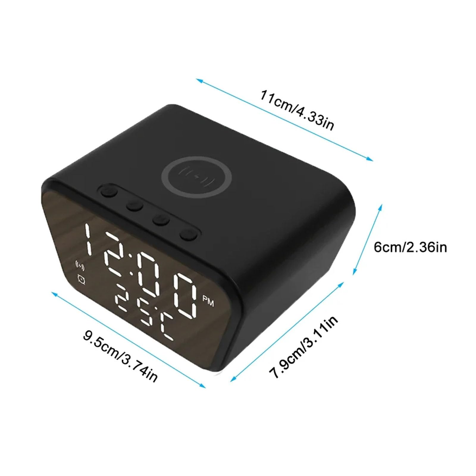 FKINGLRK Multifunctional LED Digital Alarm Clock with Wireless Charger & 1080P HD IP Camera - Home Security Surveillance, Bedroom Nightstand Companion, Office Desk Organizer