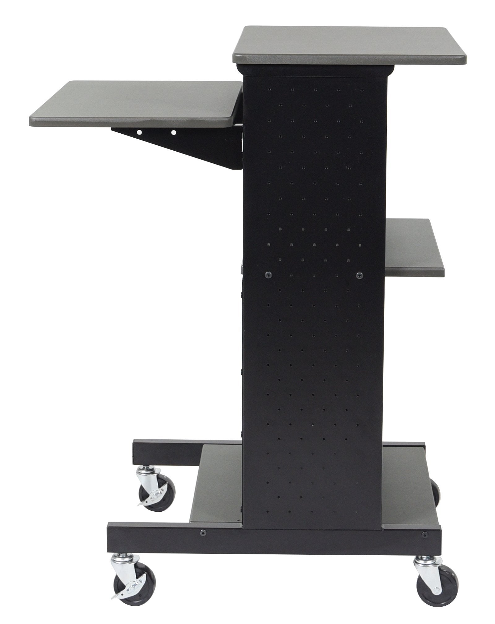Luxor Gray 4-Shelf Mobile Presentation Cart - Rolling Storage Organizer for Office, Classroom, or Retail Display