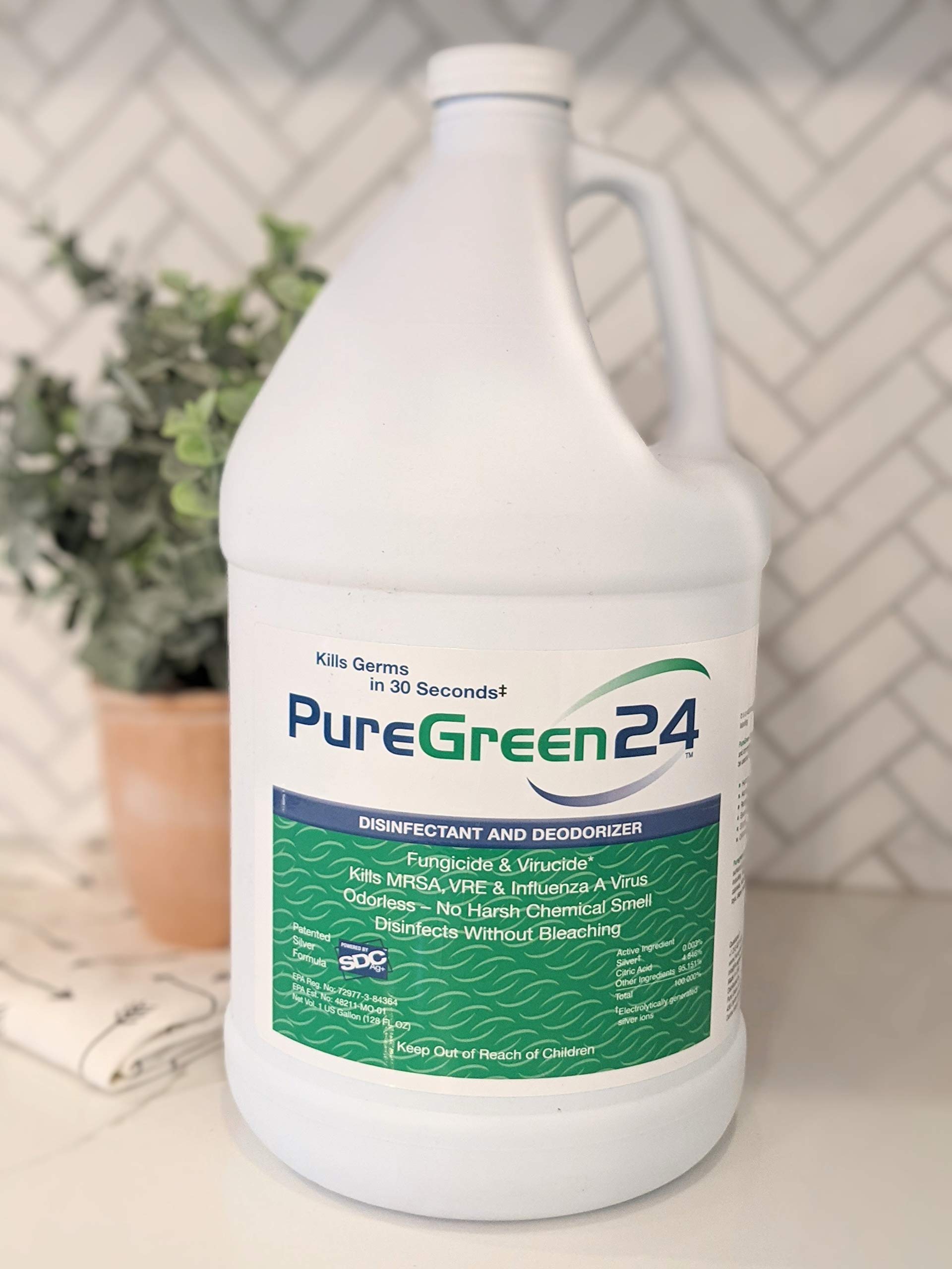 PureGreen24 Safe & Effective Disinfectant Spray - Kills 99.9% of Germs Including COVID-19, RSV, Norovirus, MRSA & Staph | Non-Toxic, Odorless, Child & Pet Safe | Ready-to-Use 4 Gallon Bottle | Ideal for Homes, Schools, Hospitals & Offices