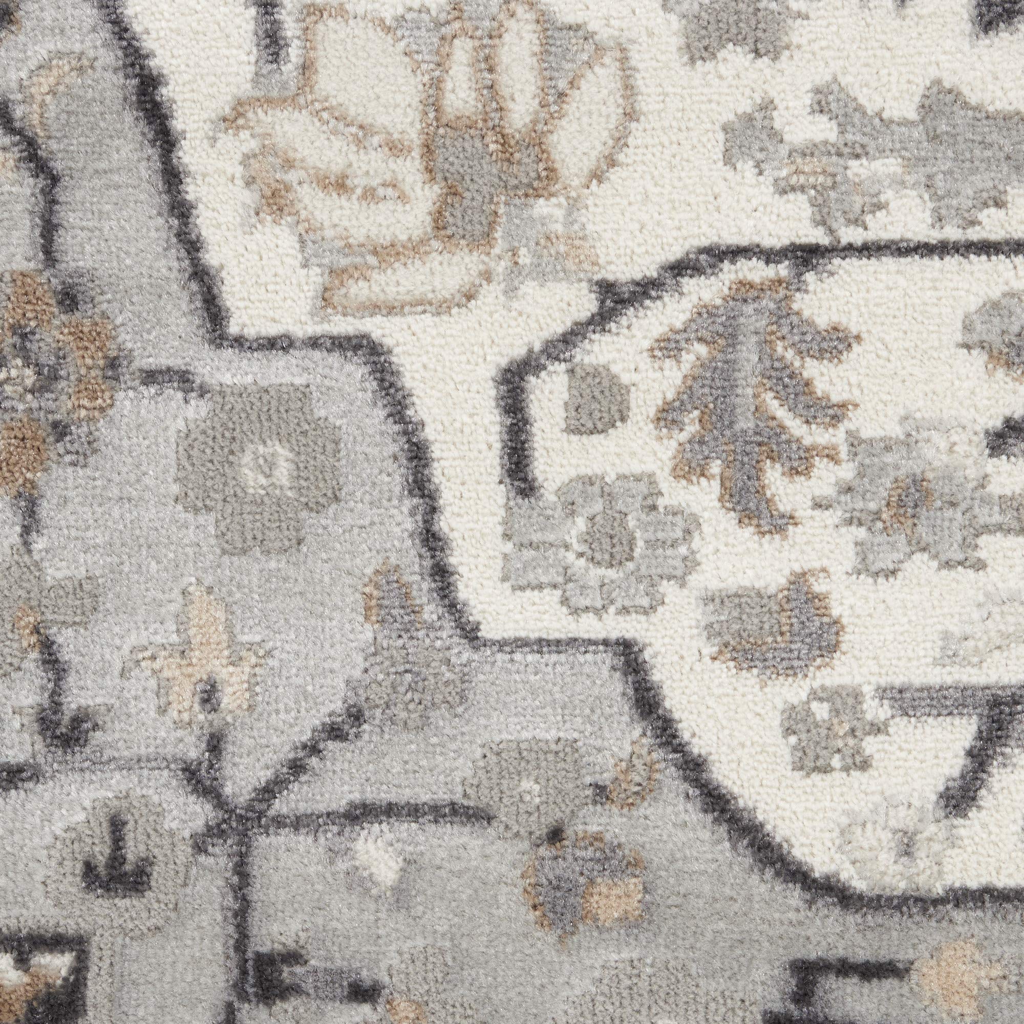 Nourison Elation Floral Ivory Grey 8x10 Area Rug - Easy Clean, Non-Shedding, Stain Resistant for Bedroom, Living Room & Dining Room | Soft & Durable for Home Decor, Perfect for High Traffic Areas & Cozy Spaces