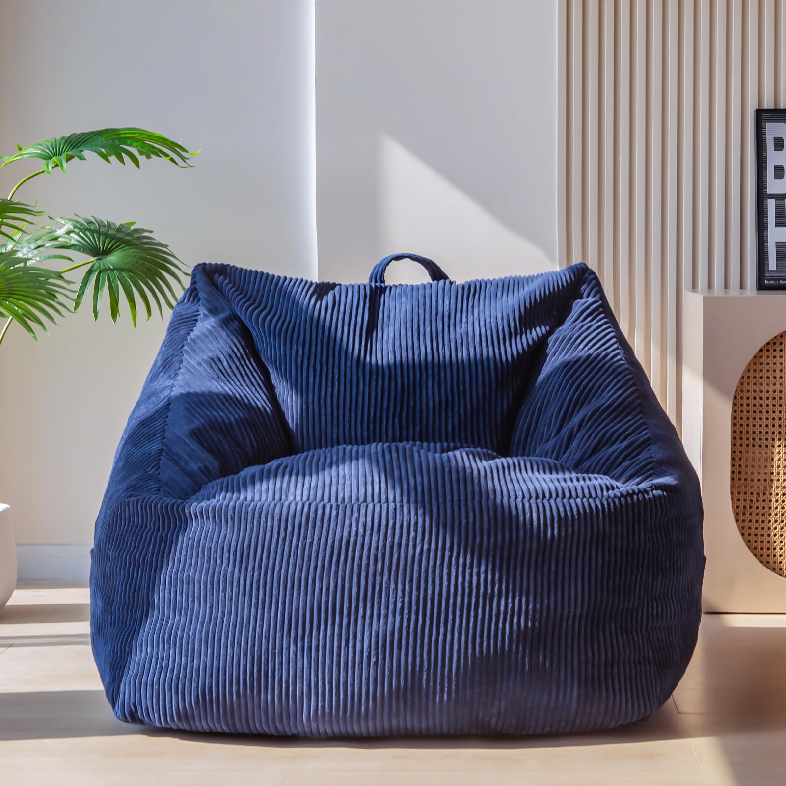 MAXYOYO Bean Bag Chair with Handle - Soft Floor Sofa for Adults, Kids & Teens - Comfortable Accent Chair with Pocket for Gaming, Reading & Relaxing - Perfect for Living Room, Bedroom & Game Room
