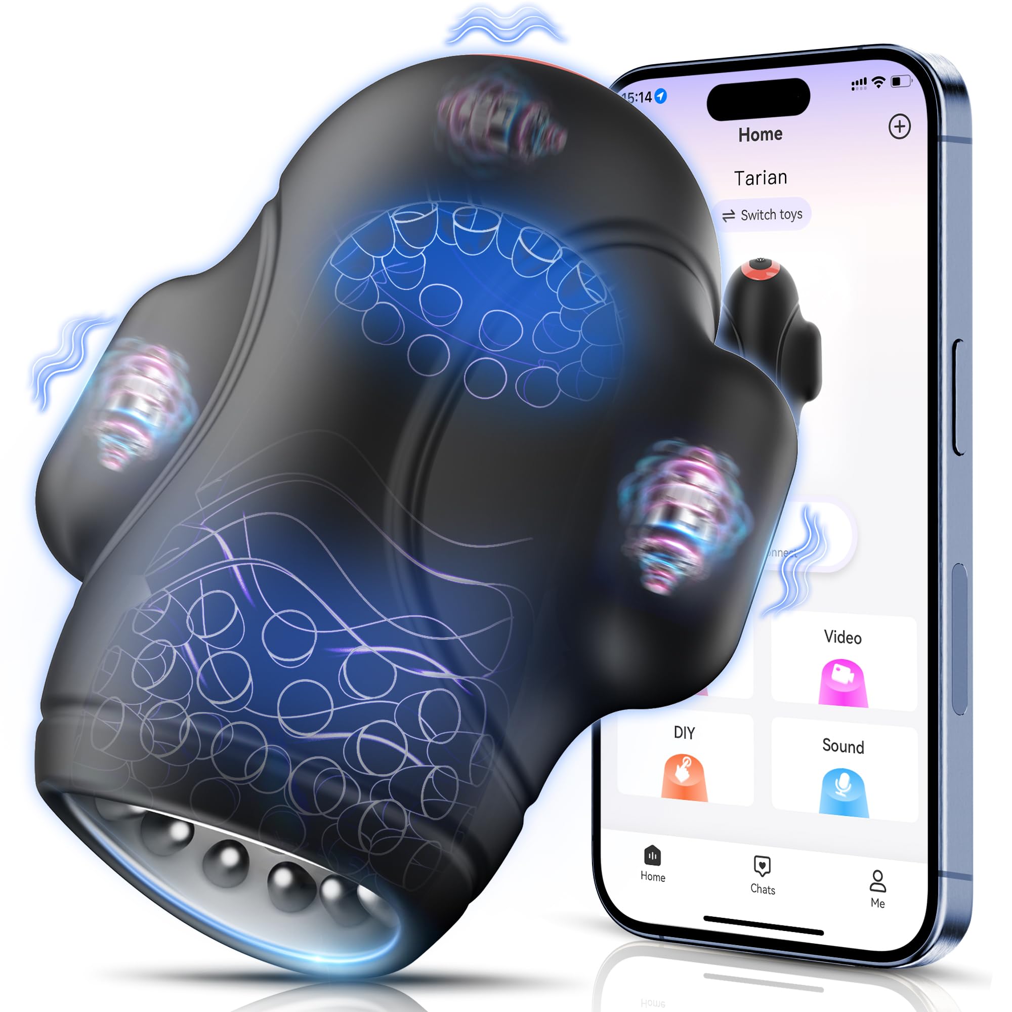 4-in-1 Male Masturbator with App Control - 10 Vibration Modes & 3 Motors Penis Vibrator | 360° Wrapping Stroker for Endurance Training | Adult Sex Toy for Men | Perfect for Solo Play, Couples Fun & Stamina Building