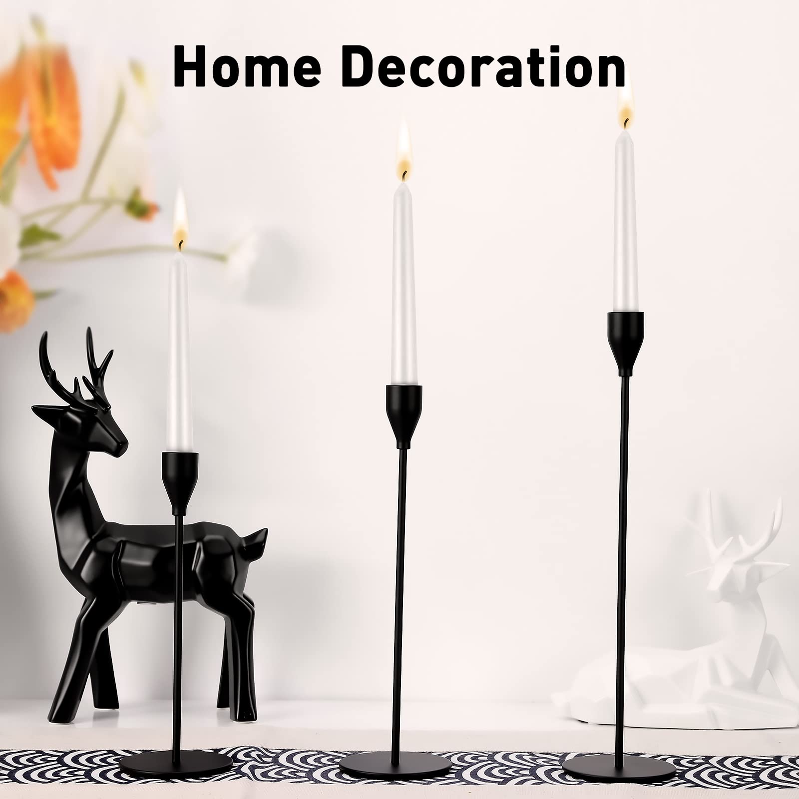12-Pack Black Taper Candle Holders - Elegant Decorative Candle Stick Holders for Weddings, Dining, Parties & Home Decor | Perfect for Table Centerpieces, Anniversaries & Romantic Ambiance