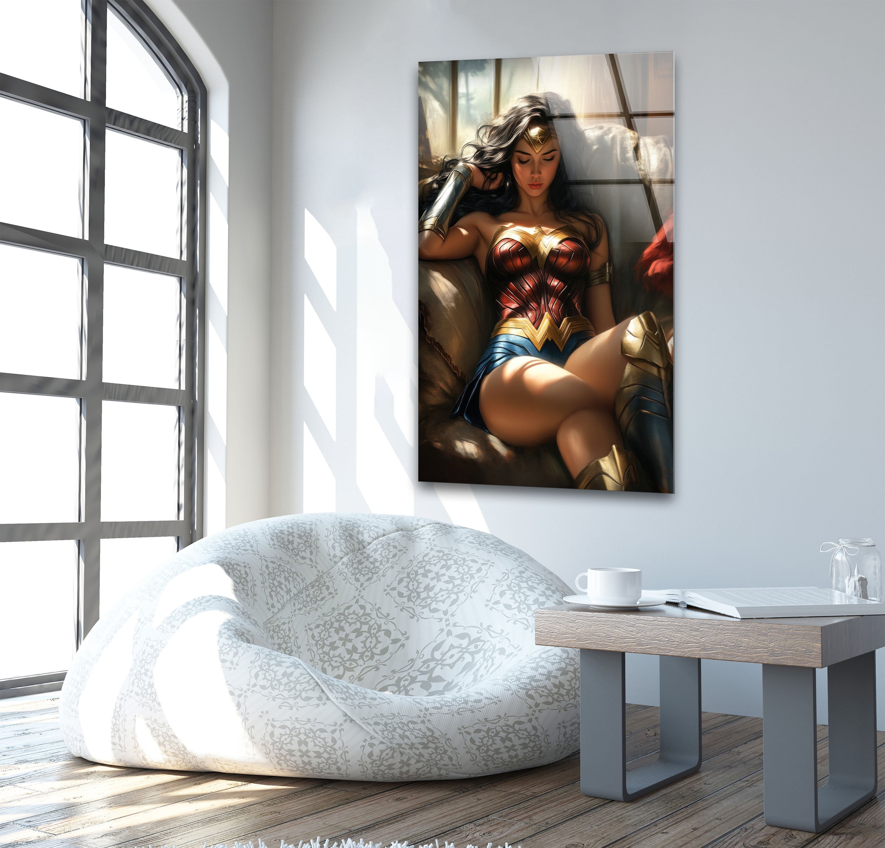 Wonder Woman Glass Wall Art - Superhero Home Decor for Living Room, Bedroom & Office - Unique DC Comics Gifts for Fans