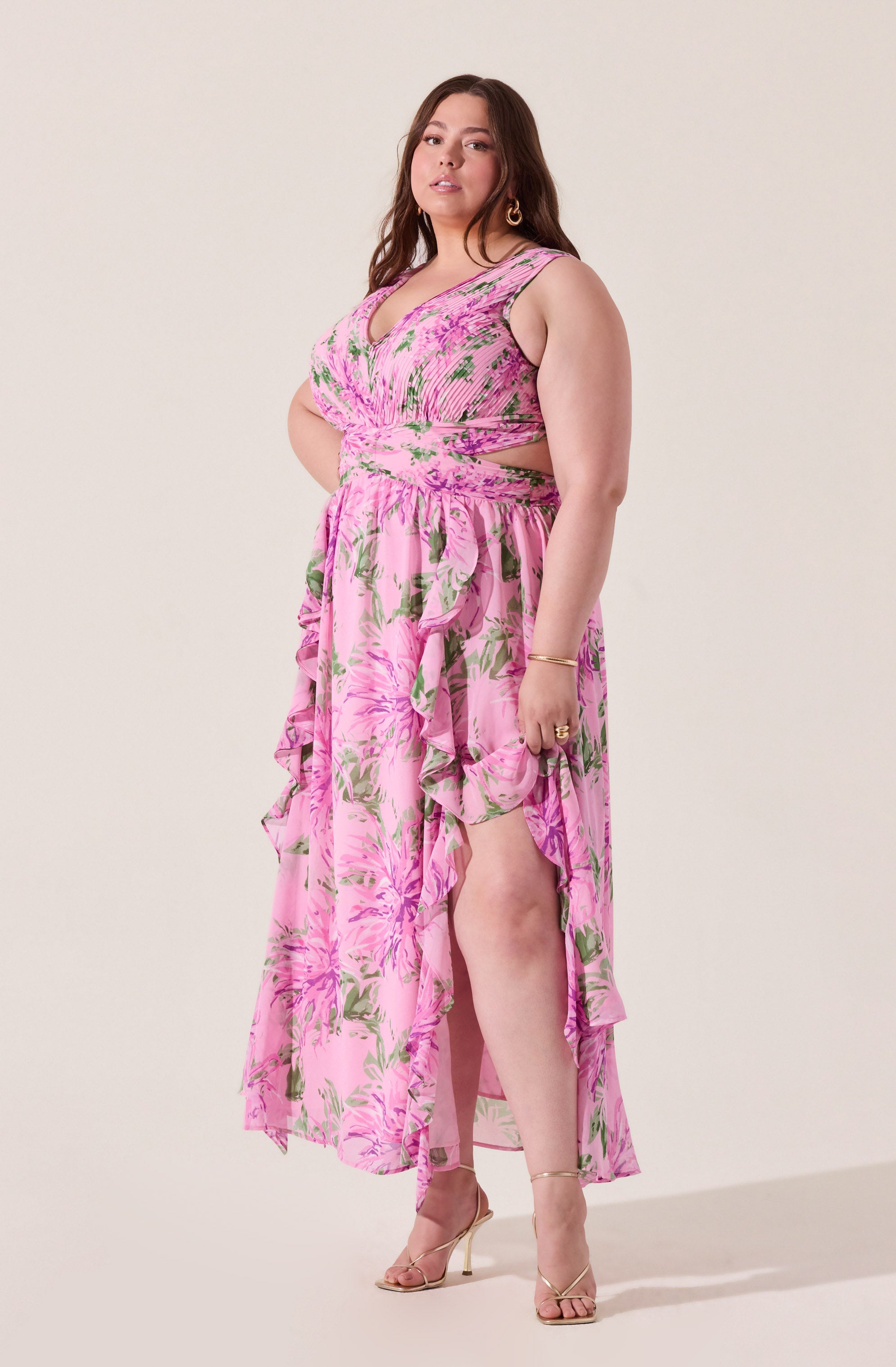 Noya Floral Cutout Maxi Dress for Women - Elegant Summer Beach Dress with Floral Print & Side Slits - Perfect for Vacation, Wedding Guest, and Boho Outfits
