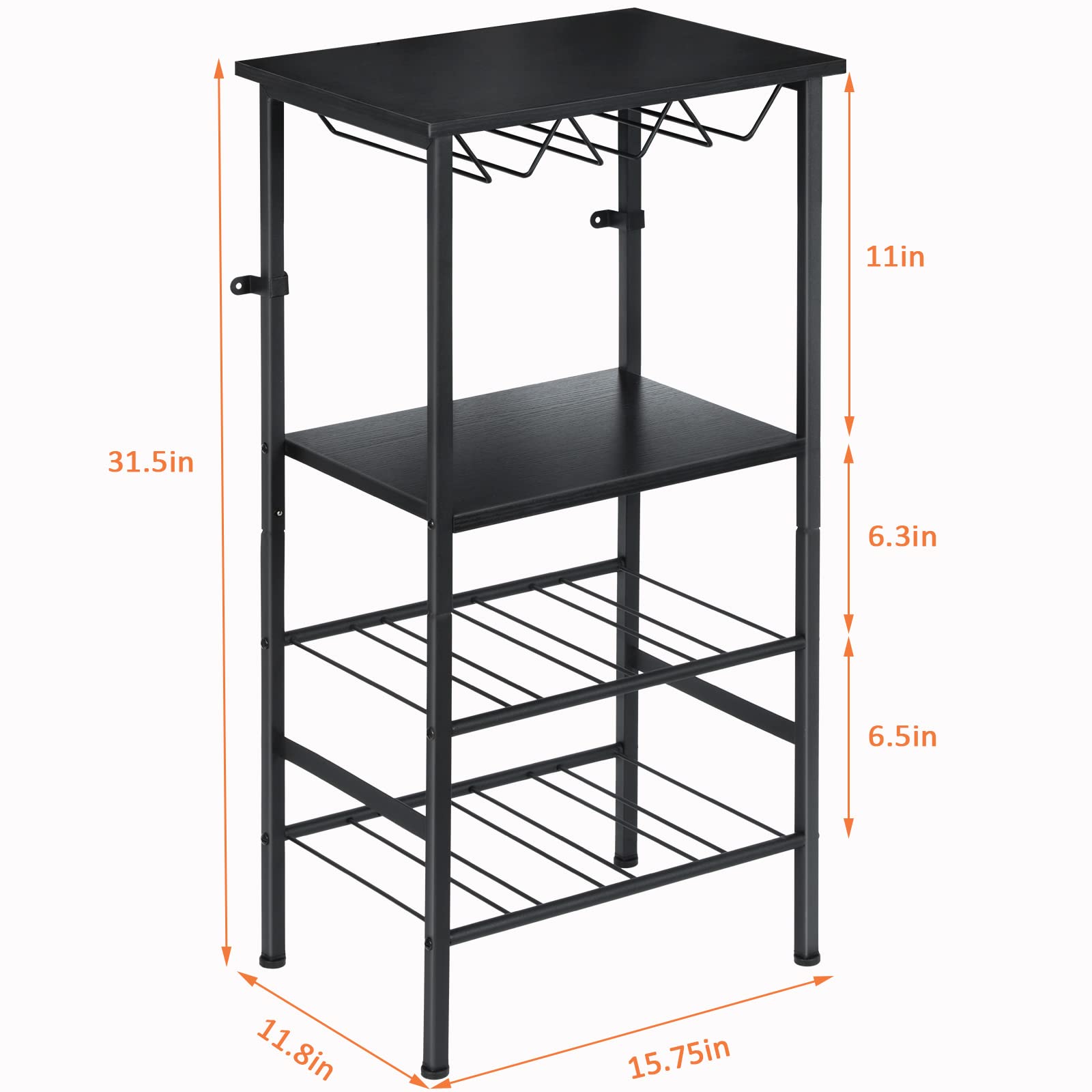 NANANARDOSO 8-Bottle Wine Rack Holder Stand - Black Metal Wine Storage Shelf for Kitchen, Dining Room & Bar Counter | Perfect for Home Entertaining, Wine Display & Space-Saving Organization