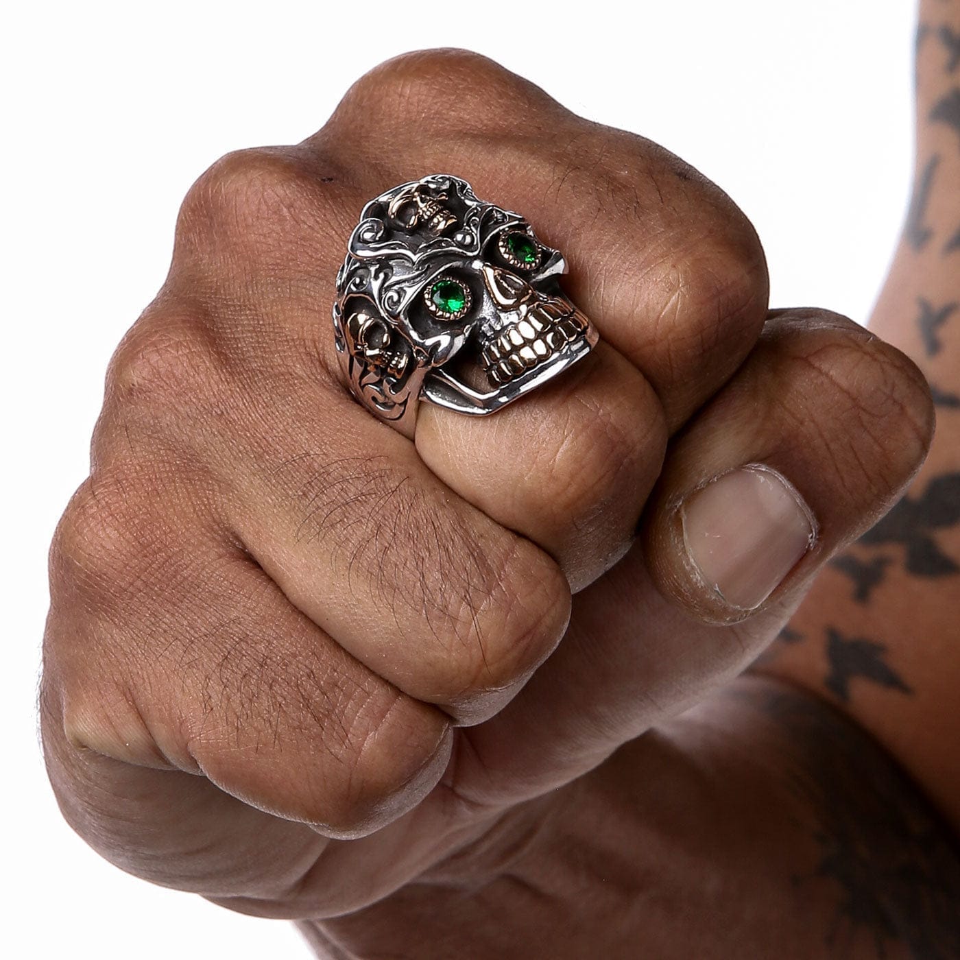 Sterling Silver Biker Mexican Skull Ring for Men - Gothic Punk Jewelry - Perfect for Motorcycle Riders, Rock Music Fans & Edgy Fashion Lovers