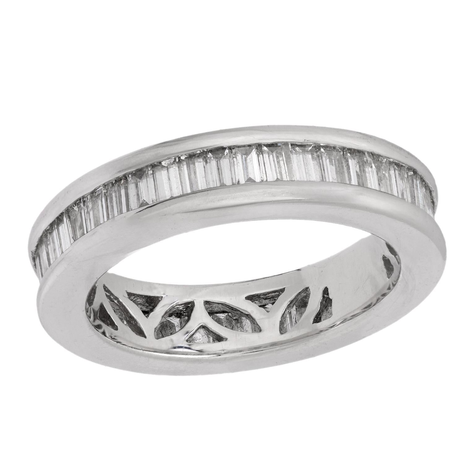 Platinum Diamond Eternity Wedding Band for Women - Elegant Stackable Ring for Bridal, Anniversary & Special Occasions