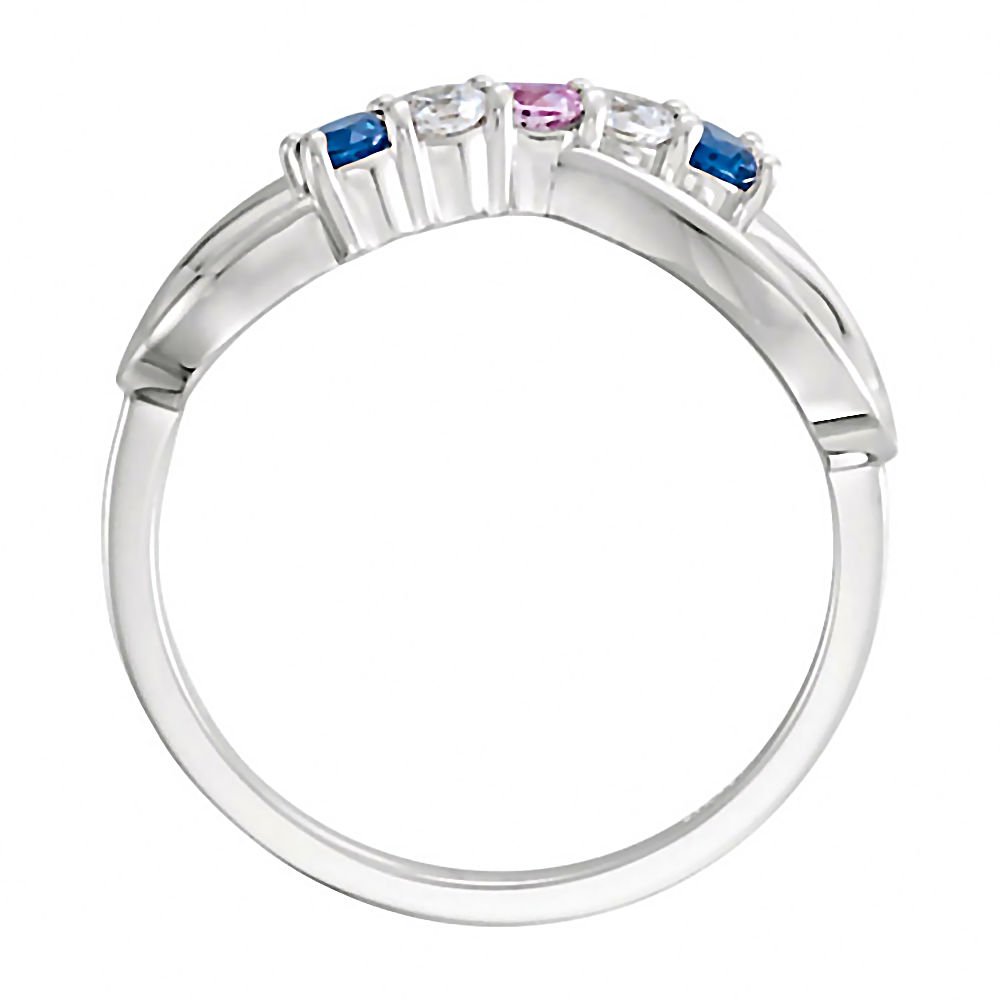 Custom Sterling Silver Infinity Ring for Mom with 5 Birthstone Charms - Personalized Mother's Jewelry Gift for Birthday, Anniversary & Mother's Day