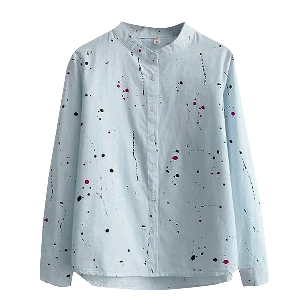 Stylish Loose Button Casual Korean Blouse for Women - Long Sleeve Printed Tunic Top | Perfect for Office Wear, Dating & Everyday Fashion