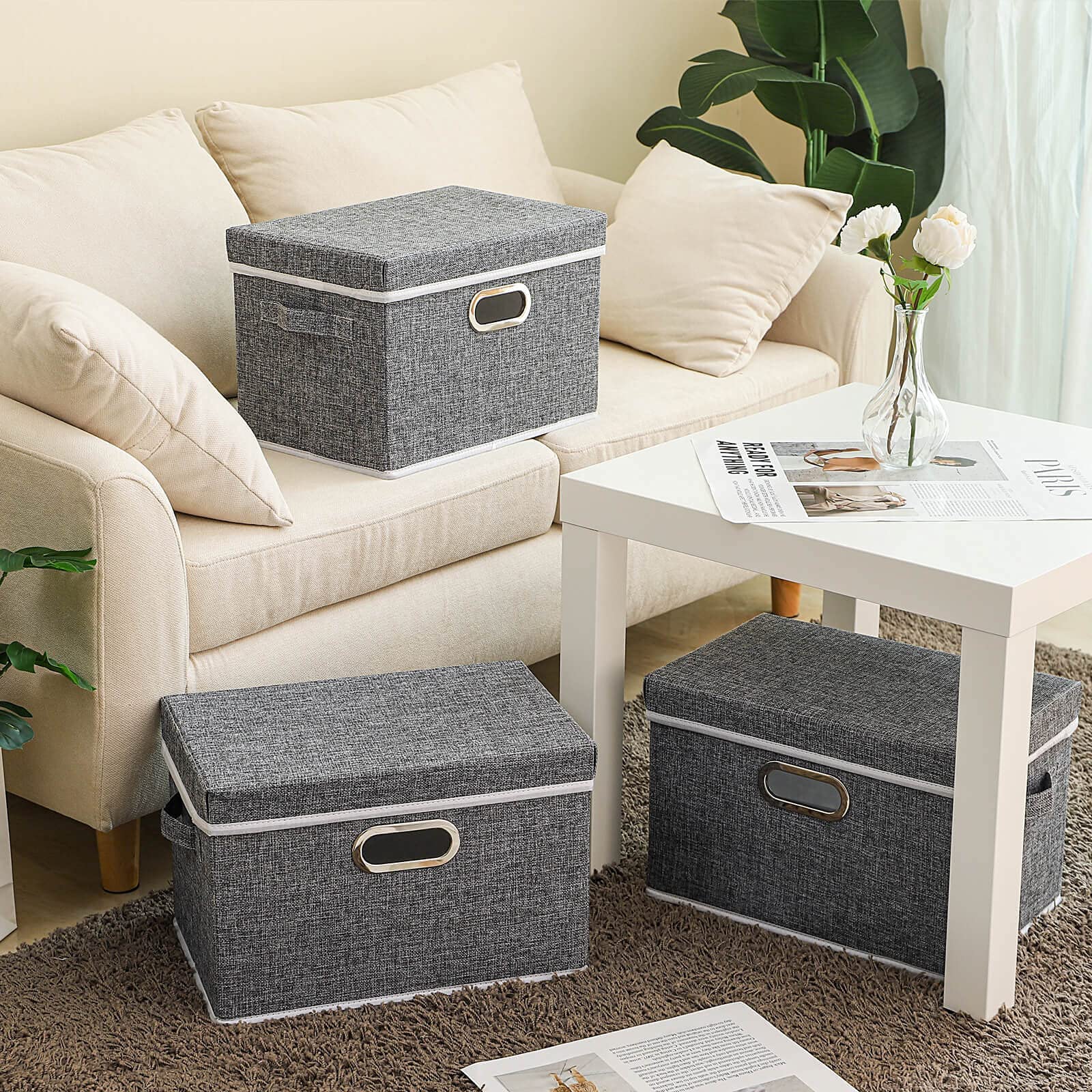 Yawinhe 6-Pack Large Collapsible Storage Baskets for Clothes, Shelves & Home Organization - Foldable Fabric Bins for Bedroom, Closet, Laundry & Toy Storage