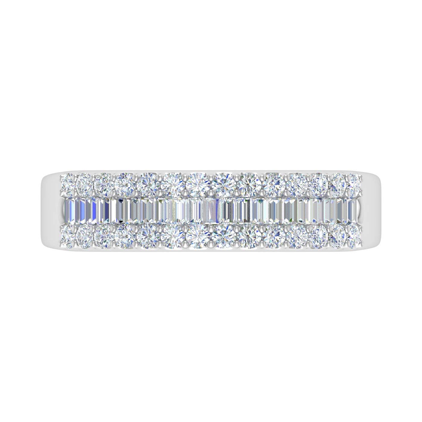 1/2 Carat Baguette & Round Diamond Wedding Band Ring - 10K Gold Engagement Ring for Women, Anniversary Gift, Bridal Jewelry (Perfect for Weddings, Proposals & Special Occasions)