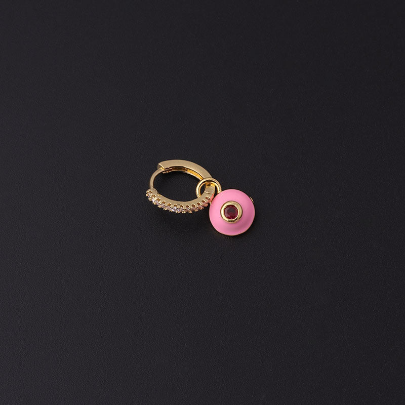 18K Gold Cartilage Hoop Earrings with Enamel Eye Design - Dainty Helix Earrings for Women | Perfect for Everyday Wear, Parties & Gifts (HSPJ379)