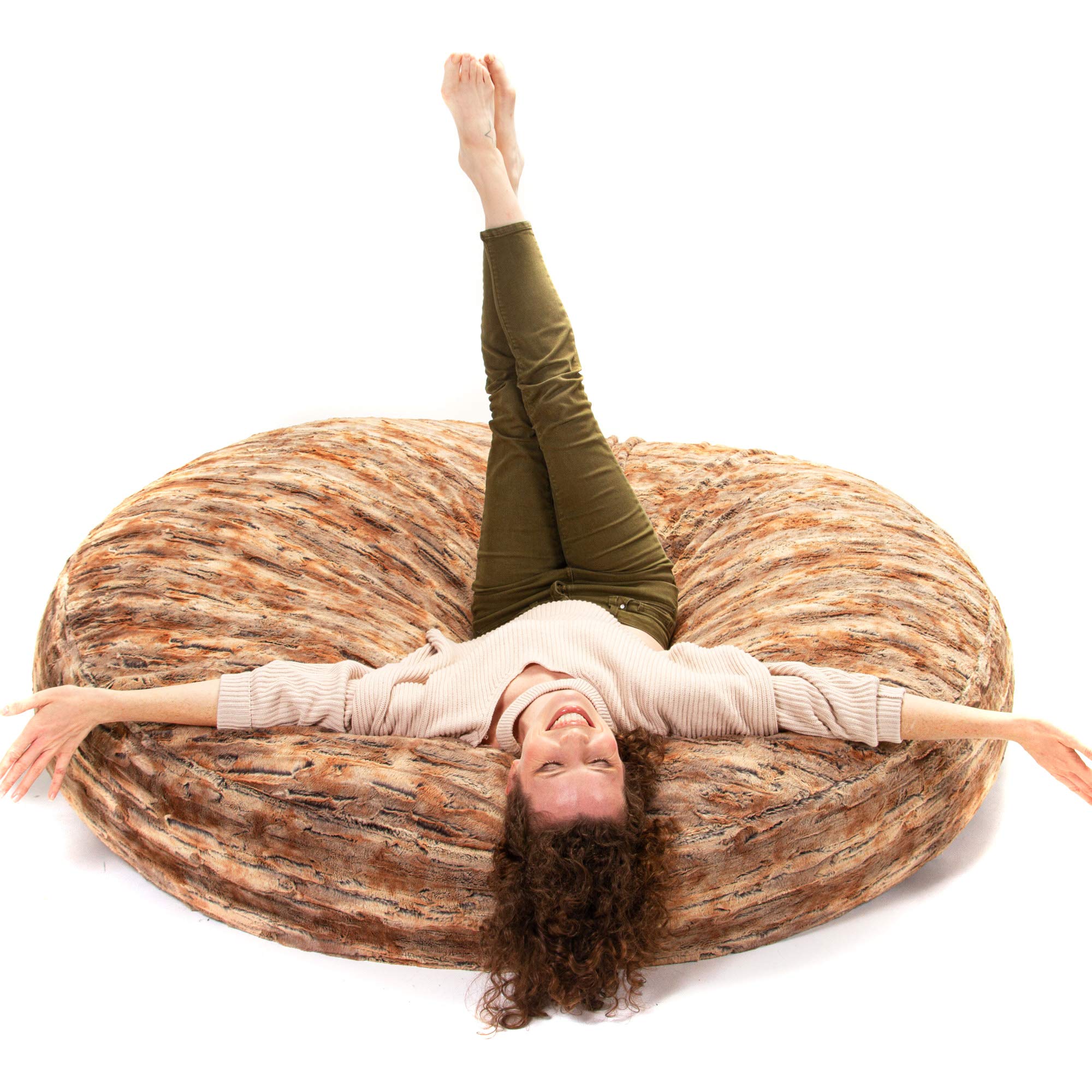 Jaxx 6 Foot Cocoon - Large Bean Bag Chair for Adults, Premium Luxe Faux Fur - Red Fox | Ultra Soft Giant Lounger for Living Room, Bedroom & Game Room | Perfect for Relaxing, Reading & Gaming