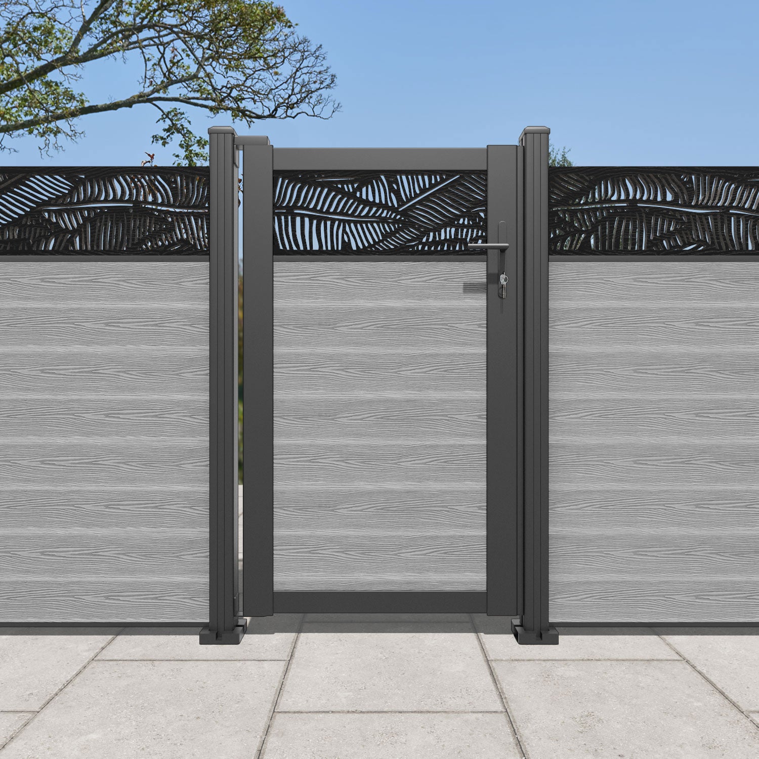 Classic Light Grey Feather Pedestrian Gate - Elegant Garden Entryway for Homes & Parks | Durable Outdoor Walkway Gate
