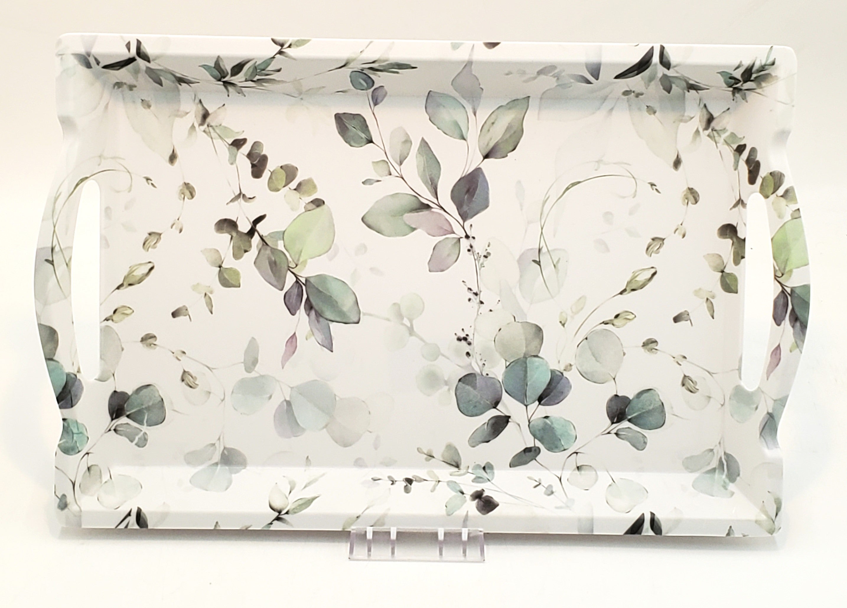 17x11 Inch White Melamine Serving Tray with Floral Design - Perfect for Breakfast in Bed, Brunch, or Party Appetizers