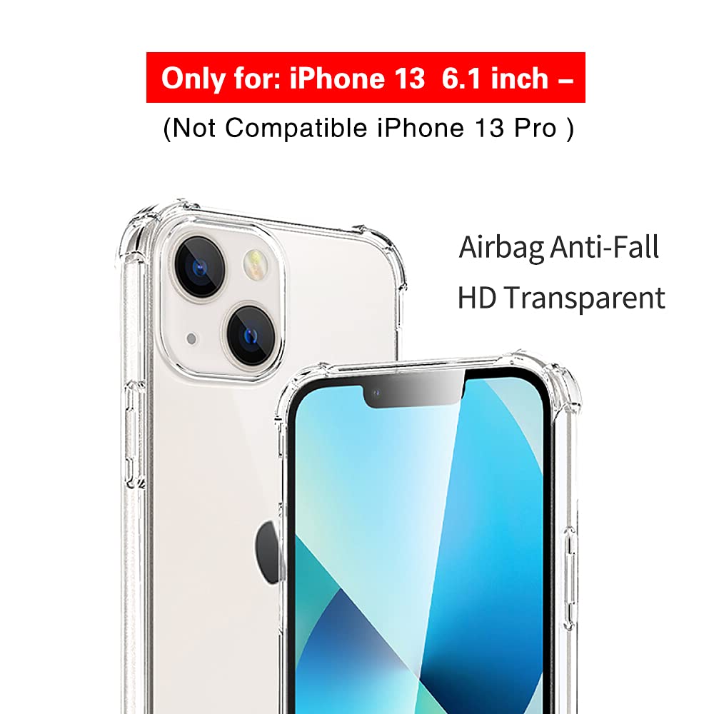 Premium Clear iPhone 13 Case (6.1-Inch) - Shockproof Hard PC Back & Soft TPU Bumper with Airbag Protection | Anti-Scratch Ultra Thin Protective Cover | Perfect for Everyday Use, Travel & Outdoor Activities