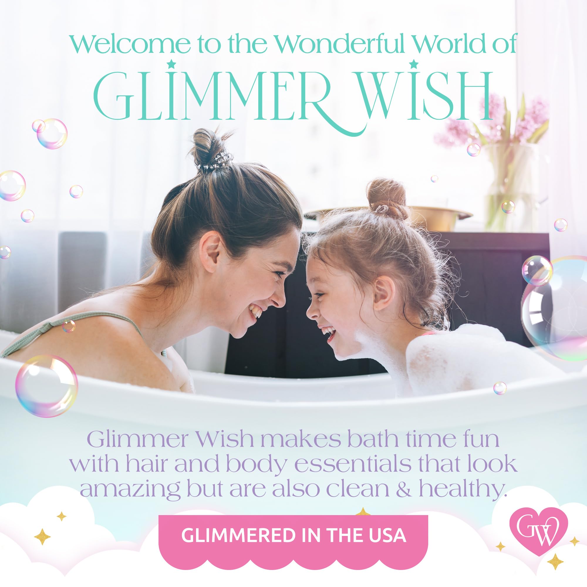 Glimmer Wish Unicorn Kids Body Wash - Sulfate-Free Gentle Cleanser & Moisturizing Shower Gel for Children | Vanilla Cotton Candy Scent | 12 Fl Oz | Perfect for Sensitive Skin & Daily Bath Time Fun