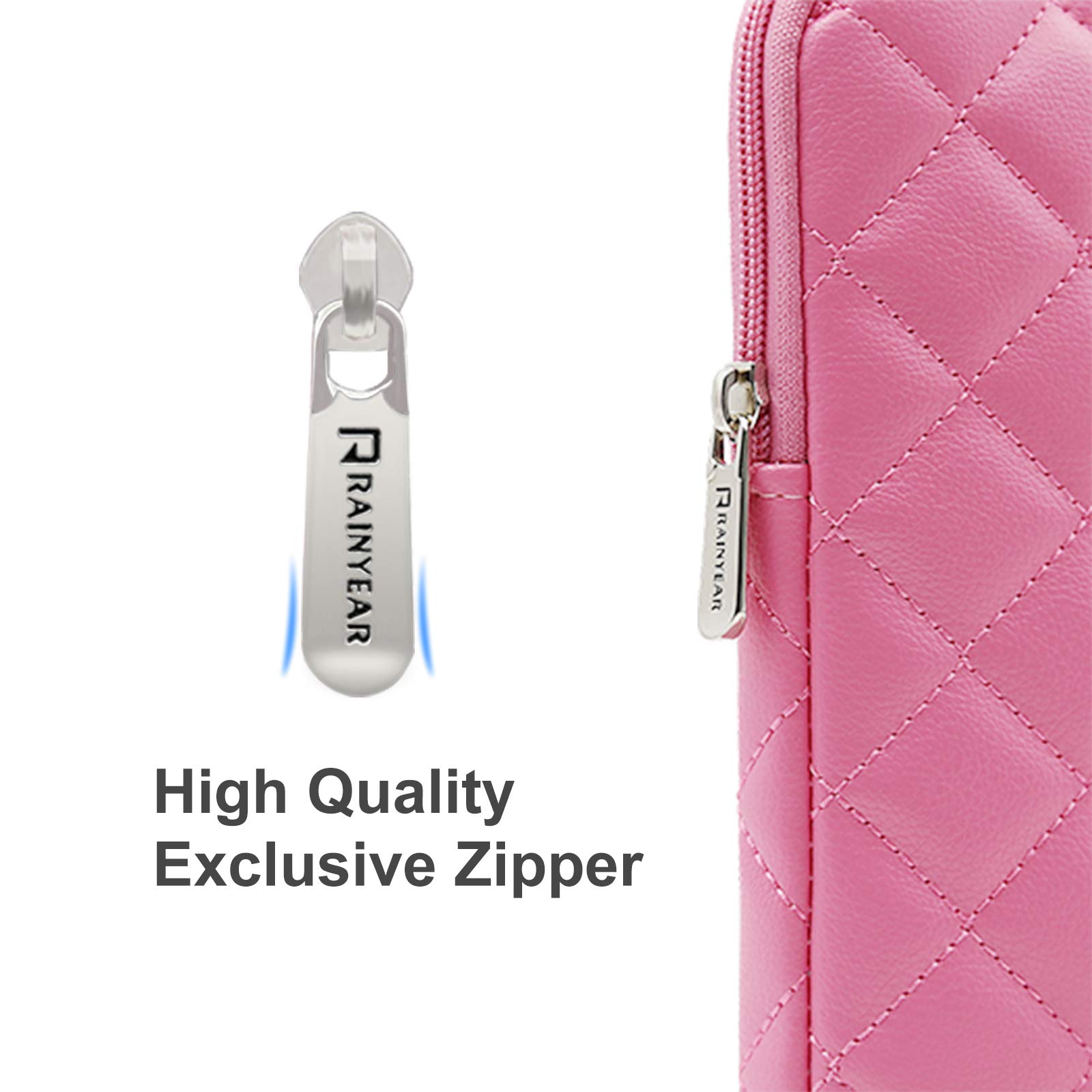 RAINYEAR 16 Inch MacBook Pro Sleeve Case - Diamond PU Leather Shockproof Laptop Bag with Zipper, Water Resistant Protective Cover for 16