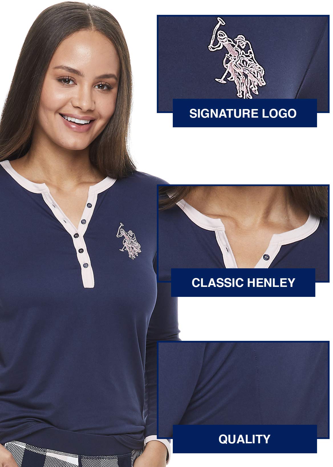 U.S. Polo Assn. Women's 2-Piece Pajama Set - Soft Cotton Sleepwear for Lounge & Travel - Cozy Pajamas for Women